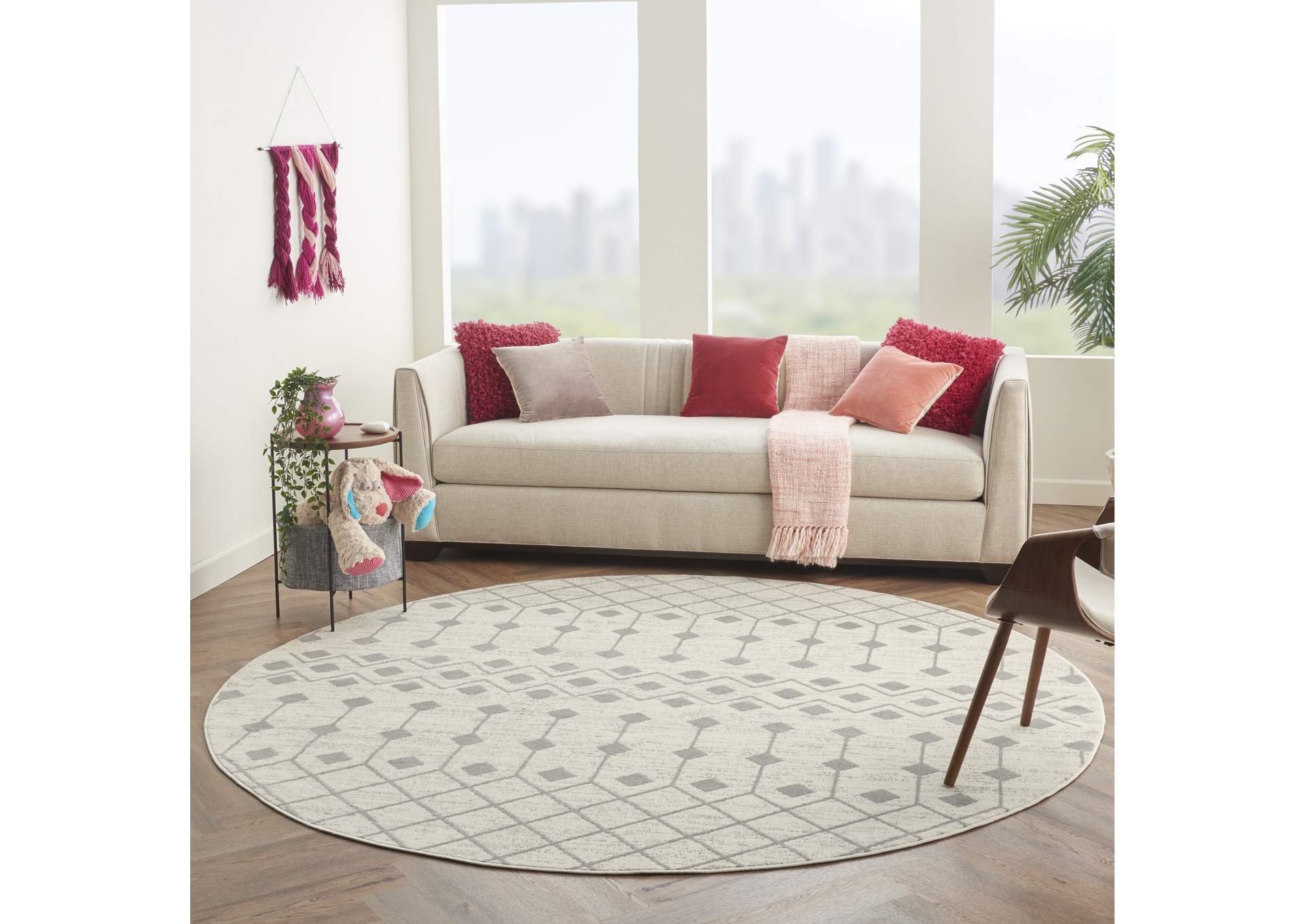 Nourison Grafix 8' Round Ivory Area Rug,Nourison