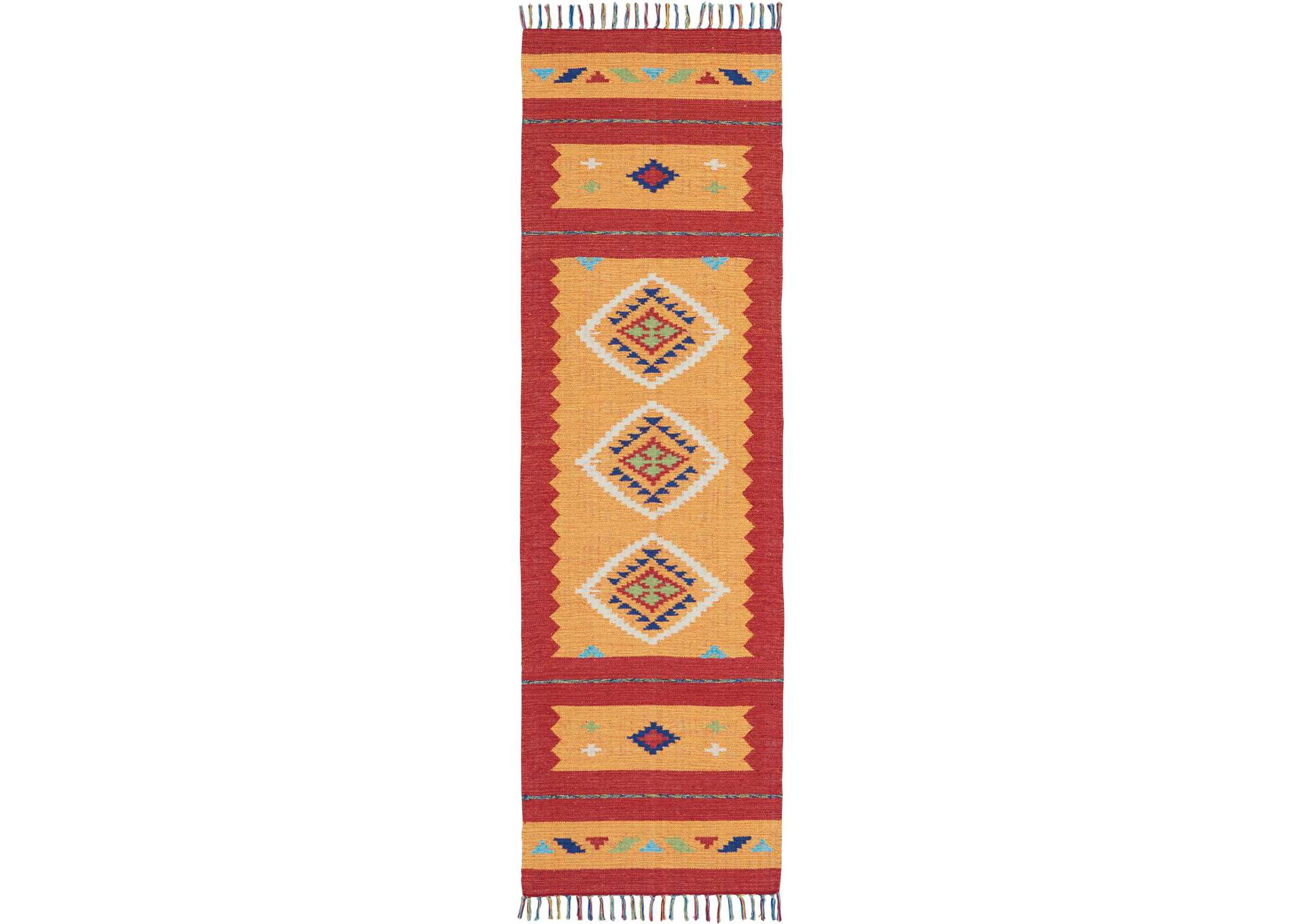 Nourison Baja BAJ02 Orange 8' Runner Flat Weave Hallway Rug,Nourison