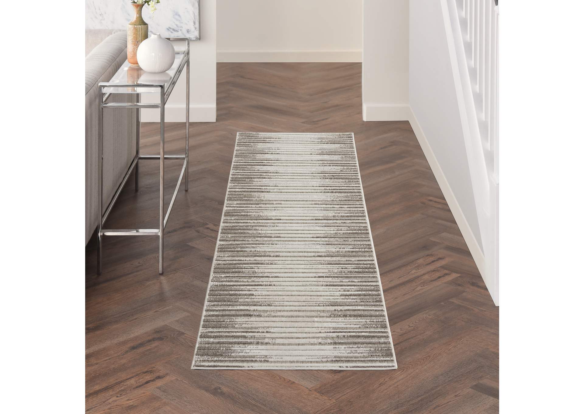 Nourison Key Largo 8' Runner Light Grey Area Rug,Nourison