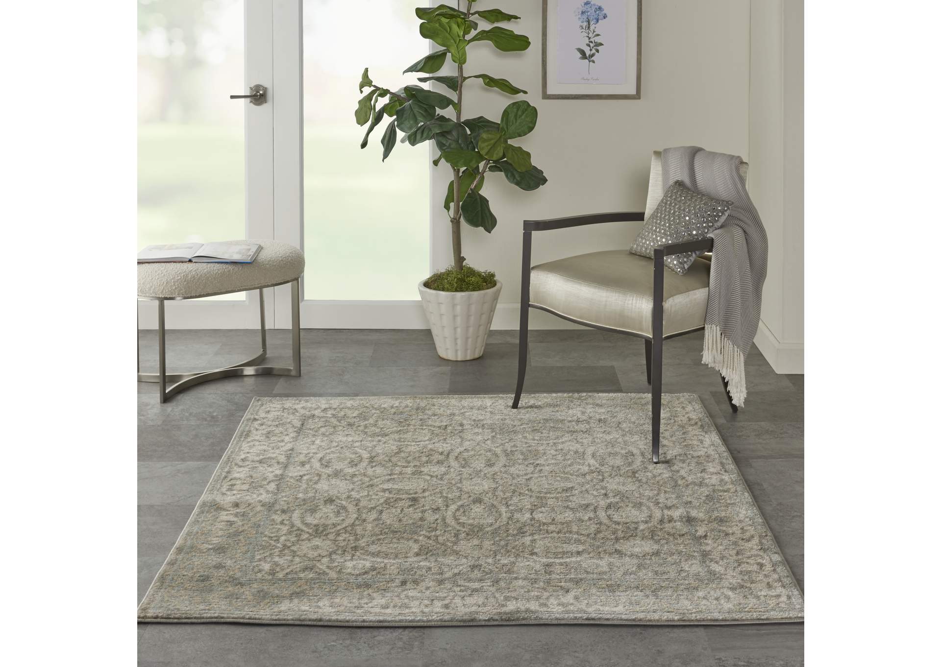 Nourison Euphoria EUP05 Grey 5' Square Area Rug,Nourison
