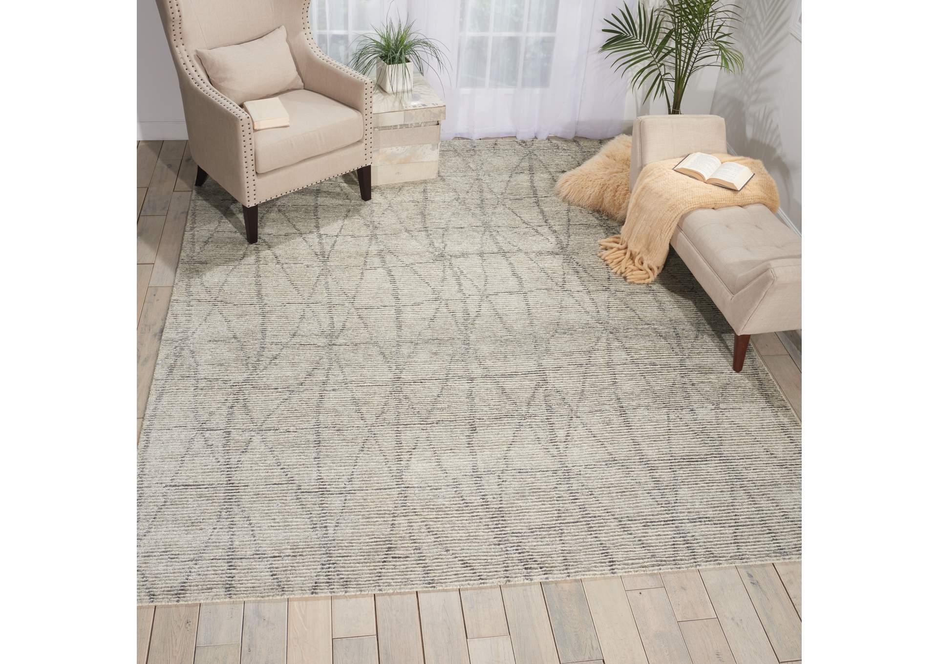 Nourison Ellora ELL02 Grey 8'x10' Large Handmade Rug,Nourison