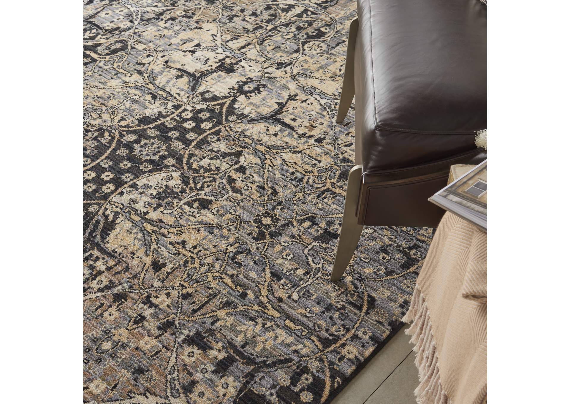 Nourison Majestic 6'x8' Charcoal Grey Vintage Area Rug,Nourison
