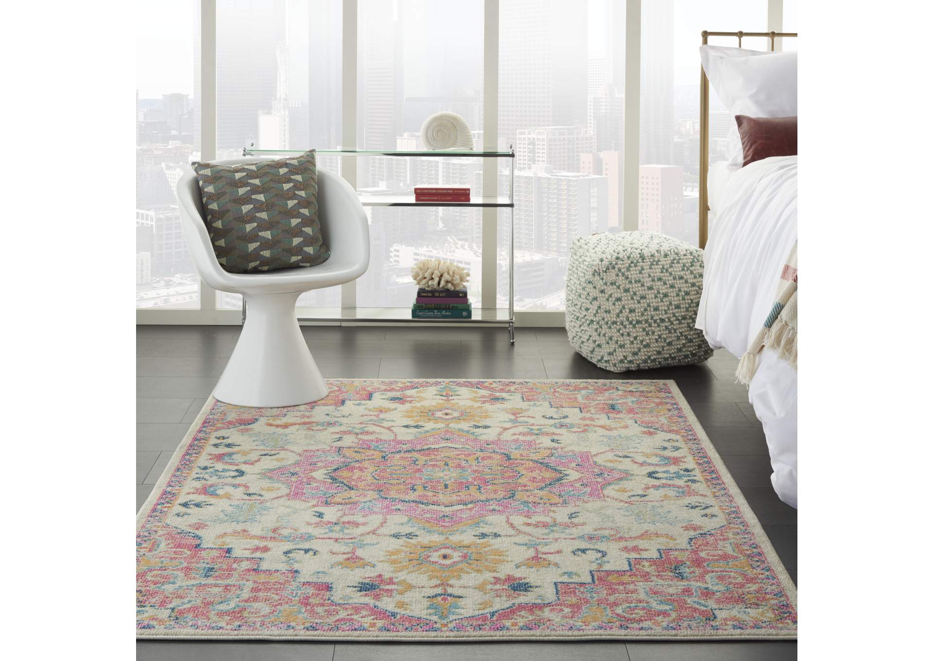 Nourison Passion 4' x 6' Ivory, Pink Bohemian Area Rug,Nourison