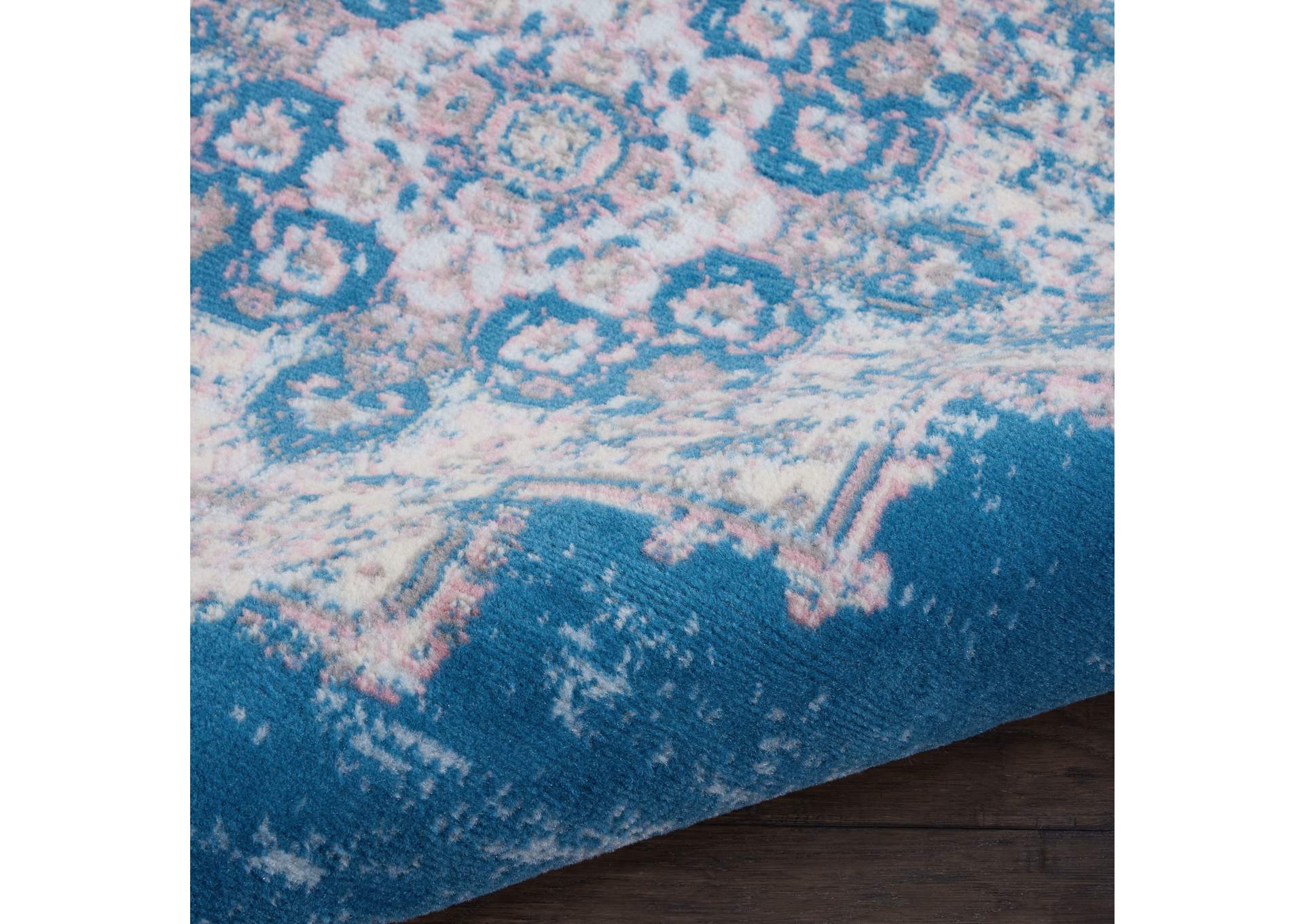 Nourison Grafix GRF14 Blue 5' Round Persian Area Rug,Nourison