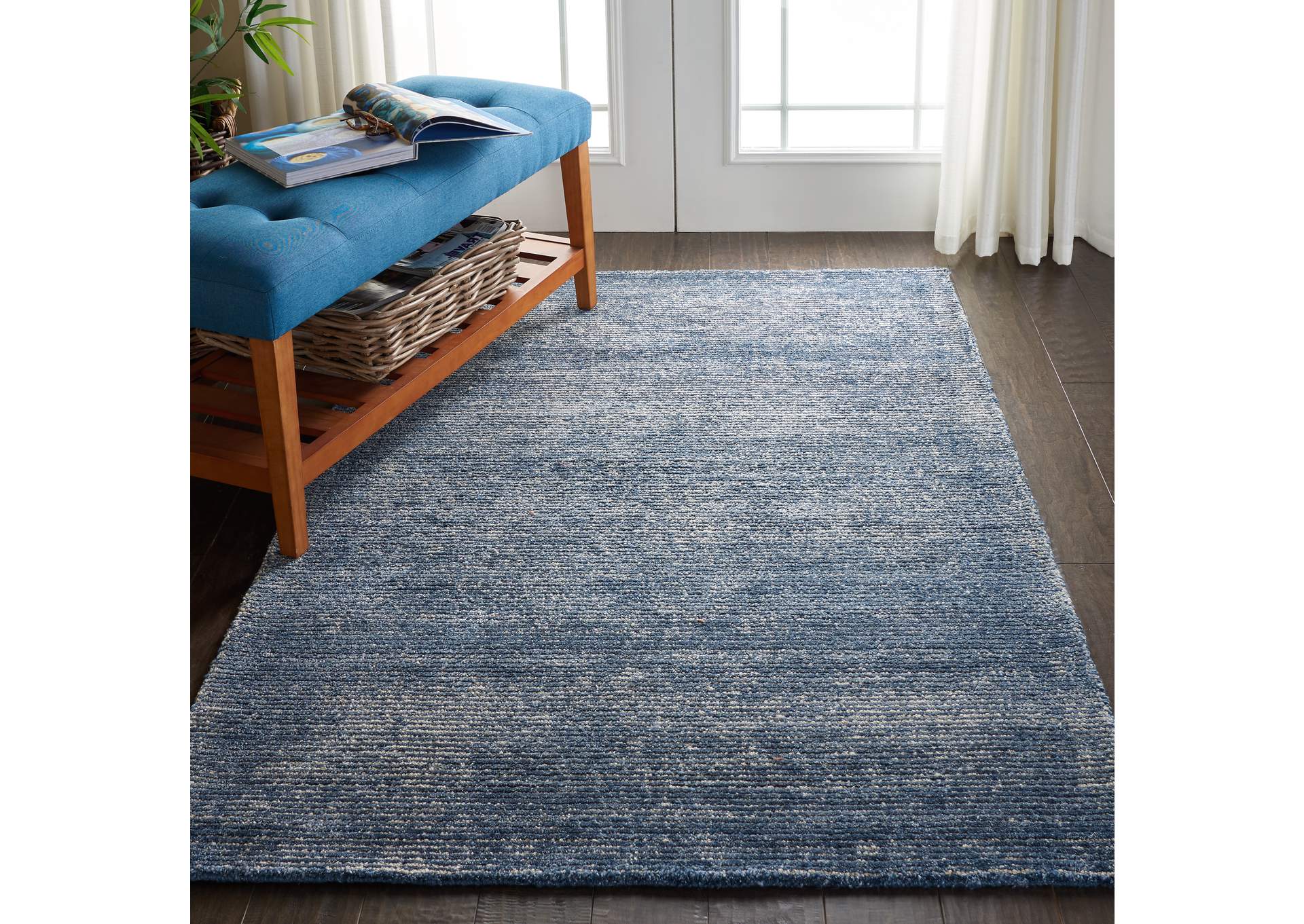 Nourison Weston WES01 Blue 4'x6' Contemporary Area Rug,Nourison