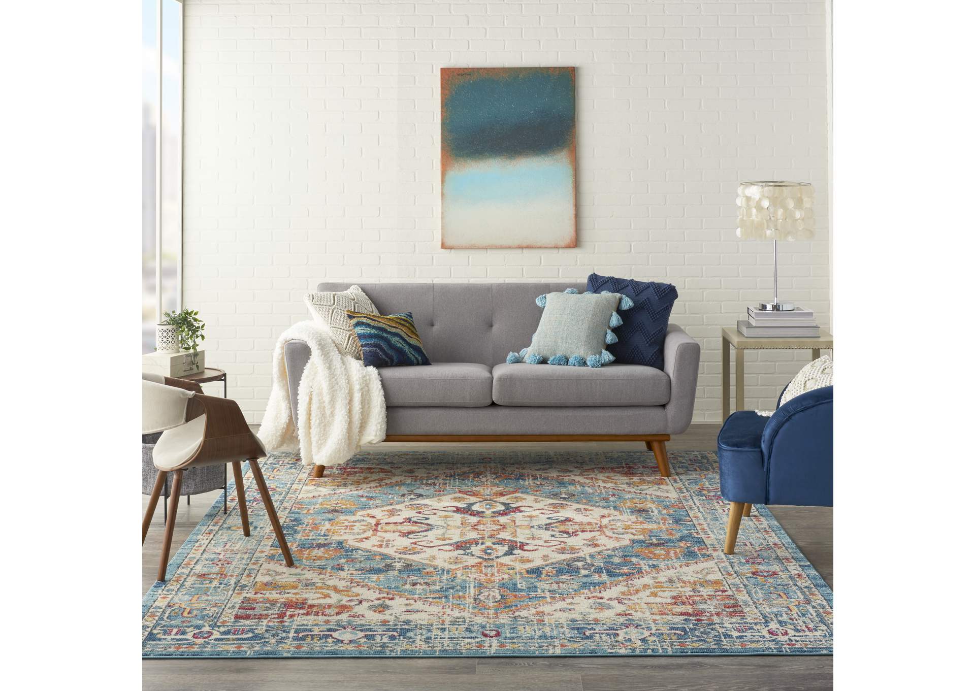 Nourison Passion 8' x 10' Ivory Light Blue Area Rug,Nourison