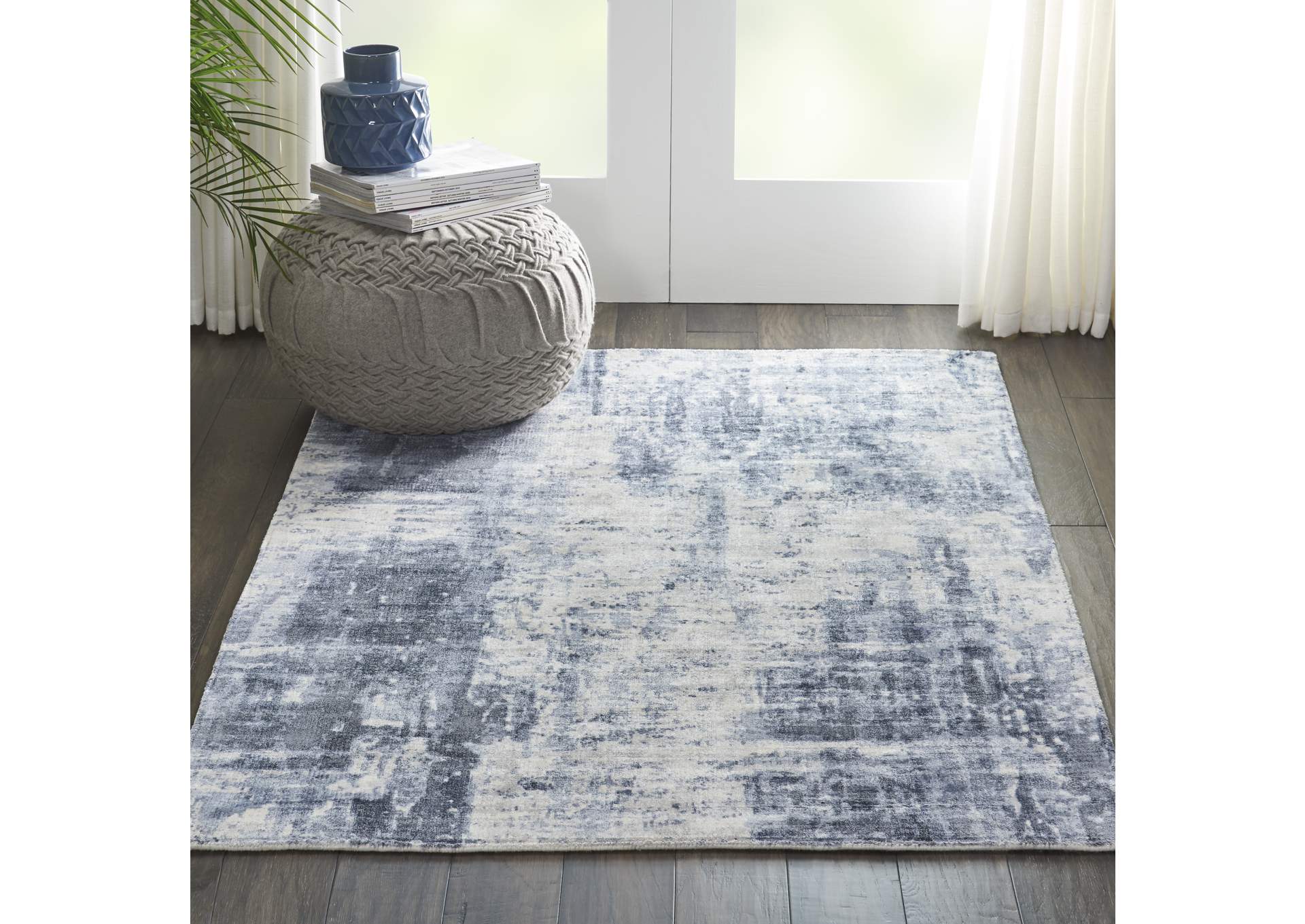 kathy ireland Home Safari Dreams KI372 Slate Blue and White 4'x6' Area Rug,Nourison