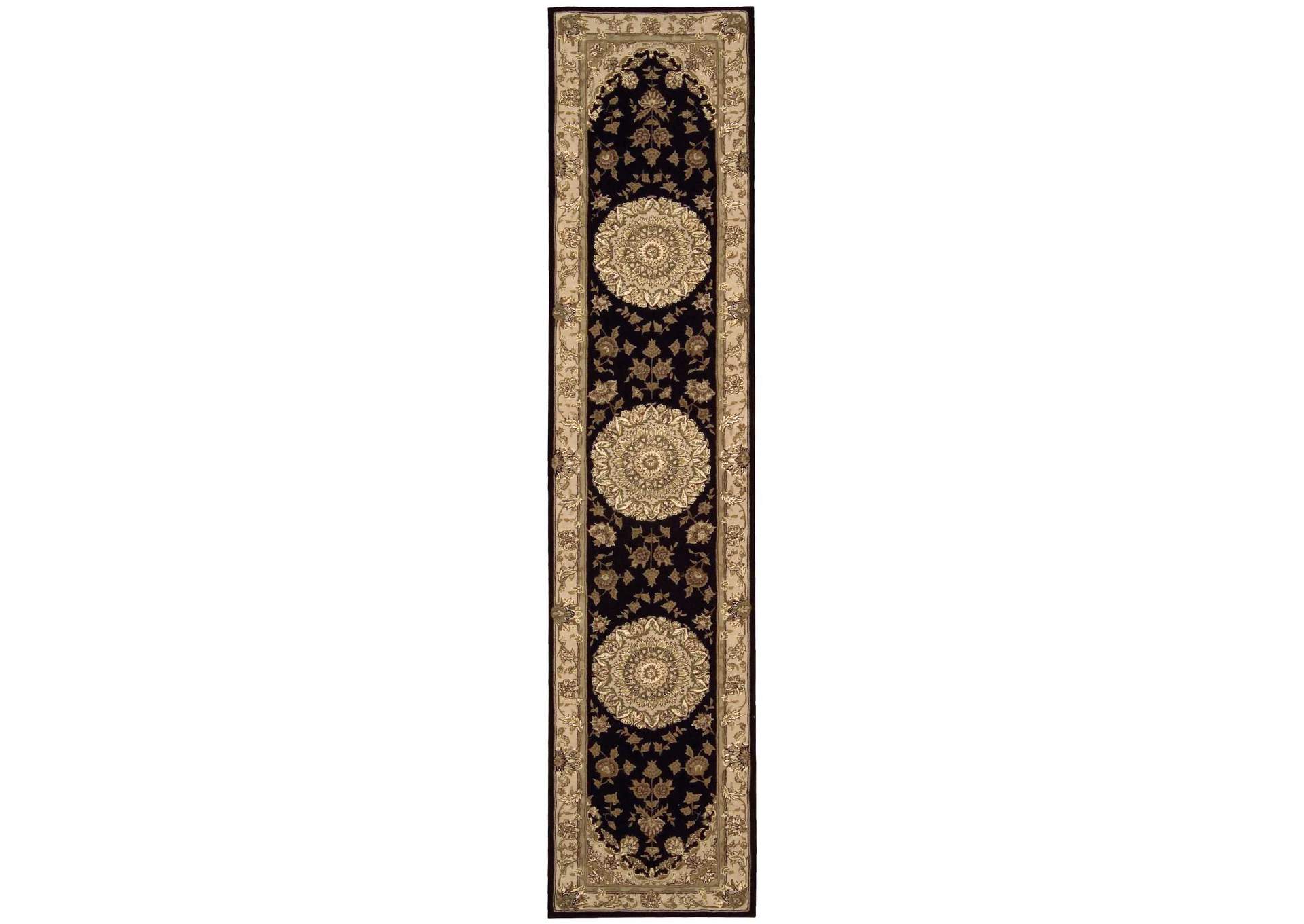Nourison 2000 2233 Black 12' Runner Area Rug,Nourison