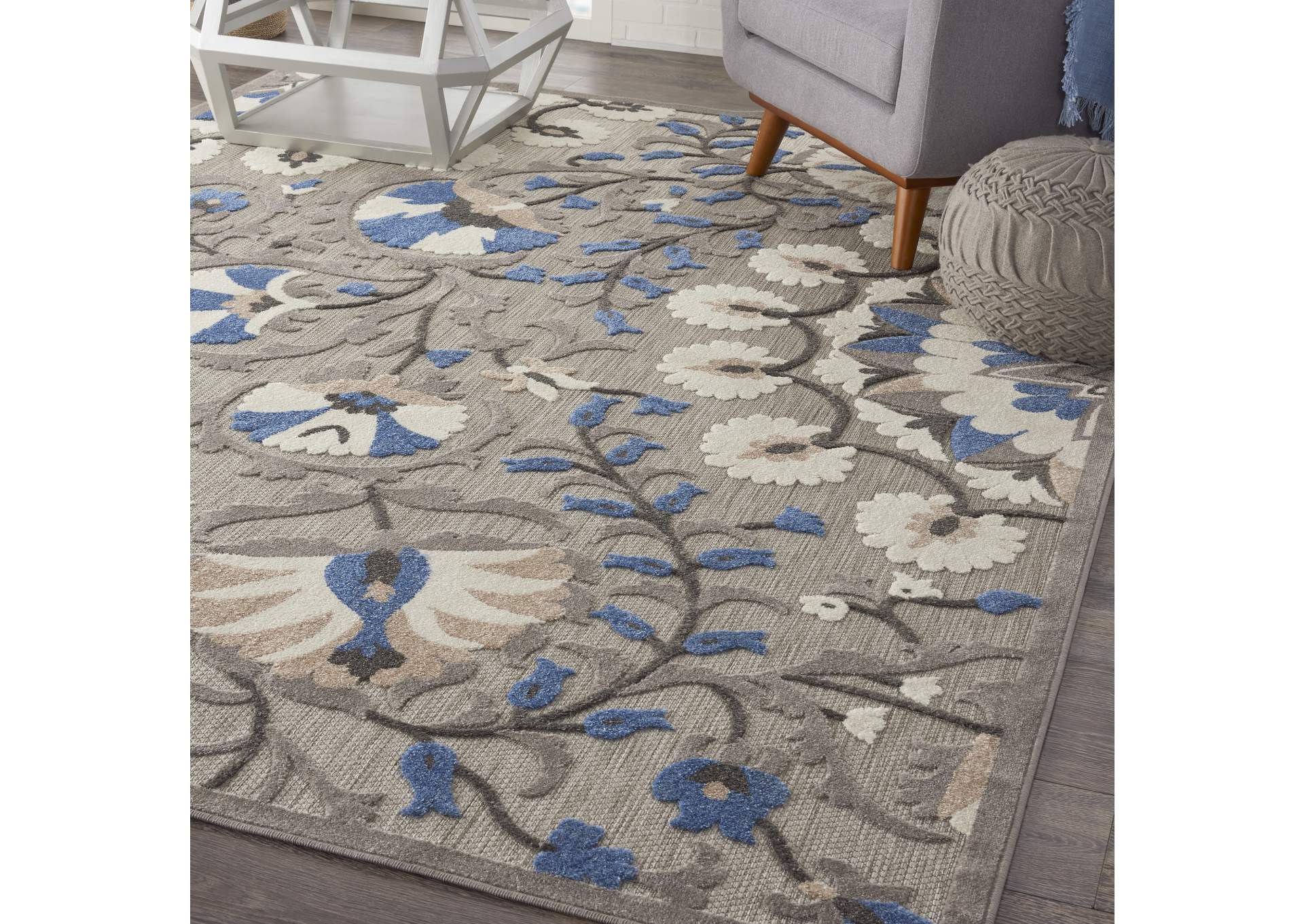 Nourison Aloha 10'x13' Grey Patio Area Rug,Nourison