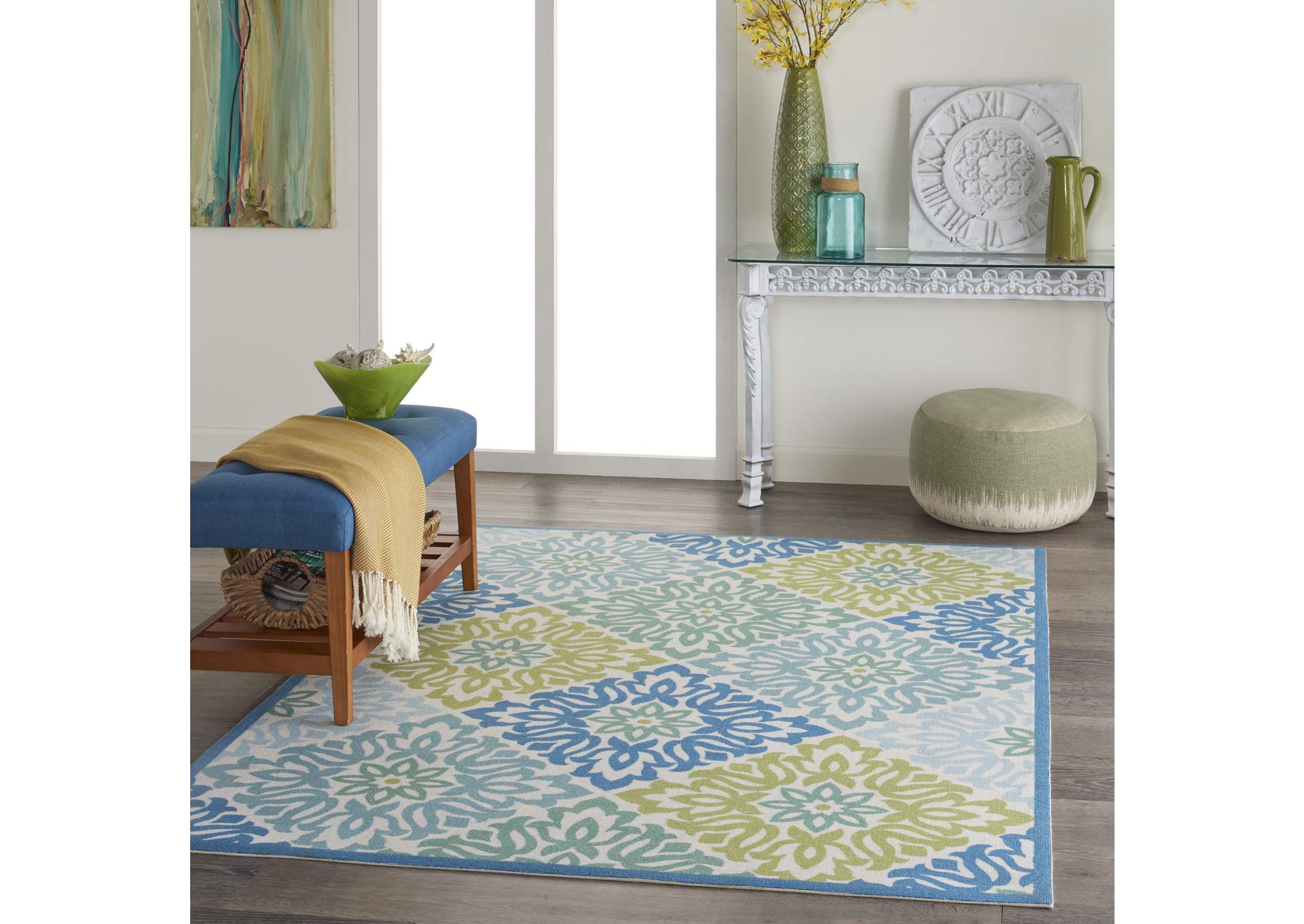 Waverly Sun N Shade SND23 Blue 5'x8' Area Rug,Nourison