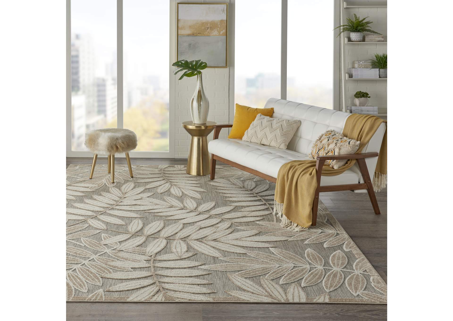 Nourison Aloha 8'x11' Cream Patio Area Rug,Nourison