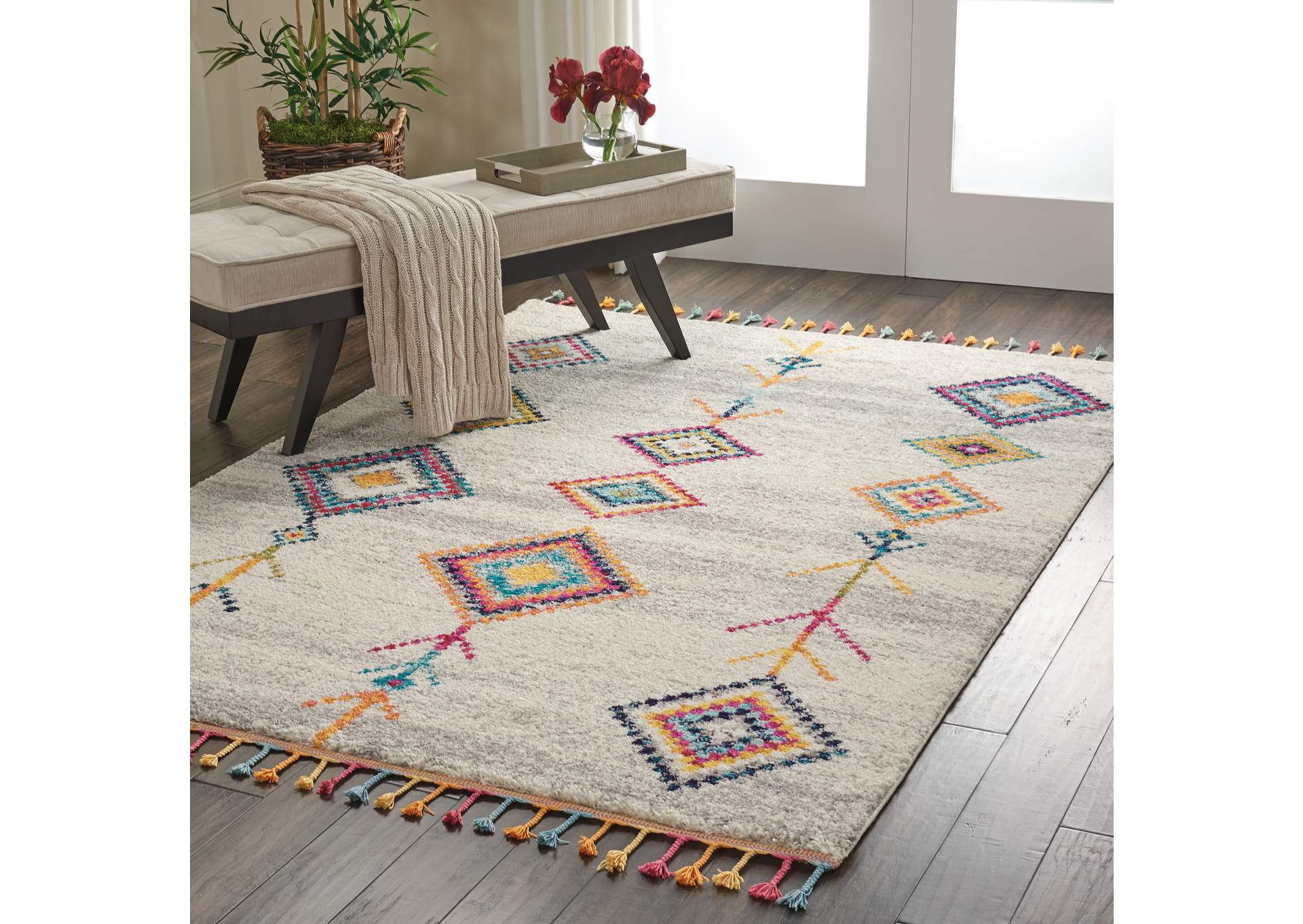 Nourison Nomad NMD04 Grey Multicolor 4'x6' Scandinavian Area Rug,Nourison