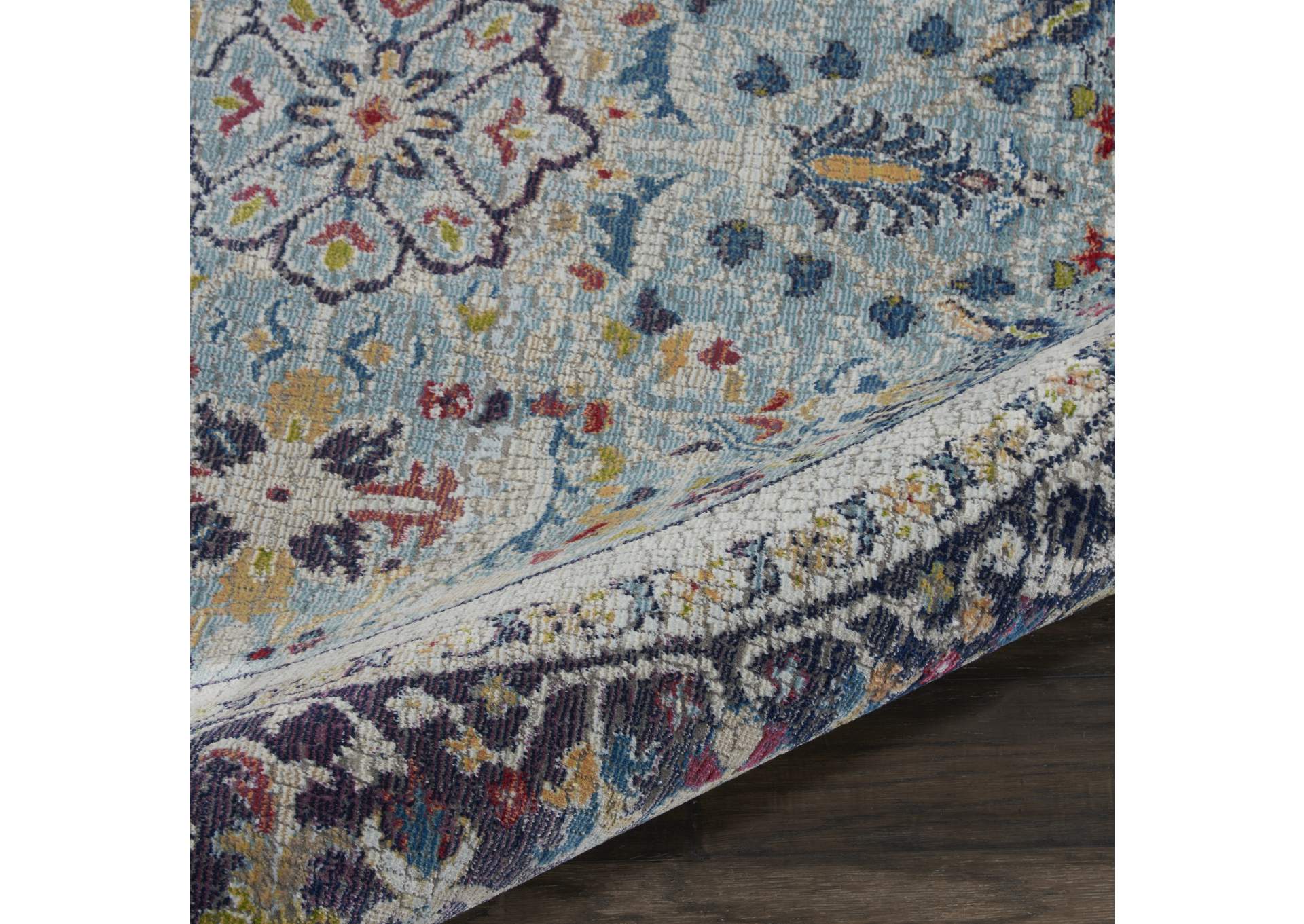 Nourison Ankara Global ANR14 Light Blue Multicolor 6' Round Persian Area Rug,Nourison