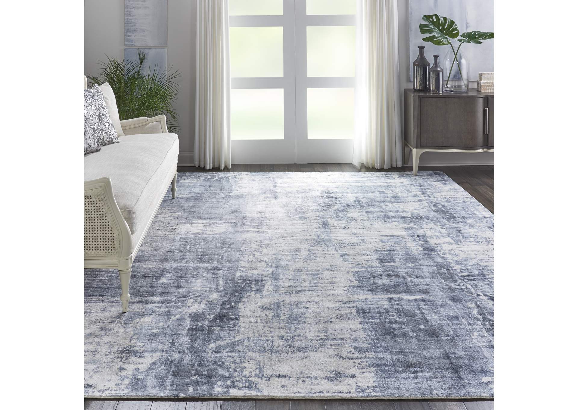 kathy ireland Home Safari Dreams KI372 Slate Blue and White 9'x12' Oversized Rug,Nourison