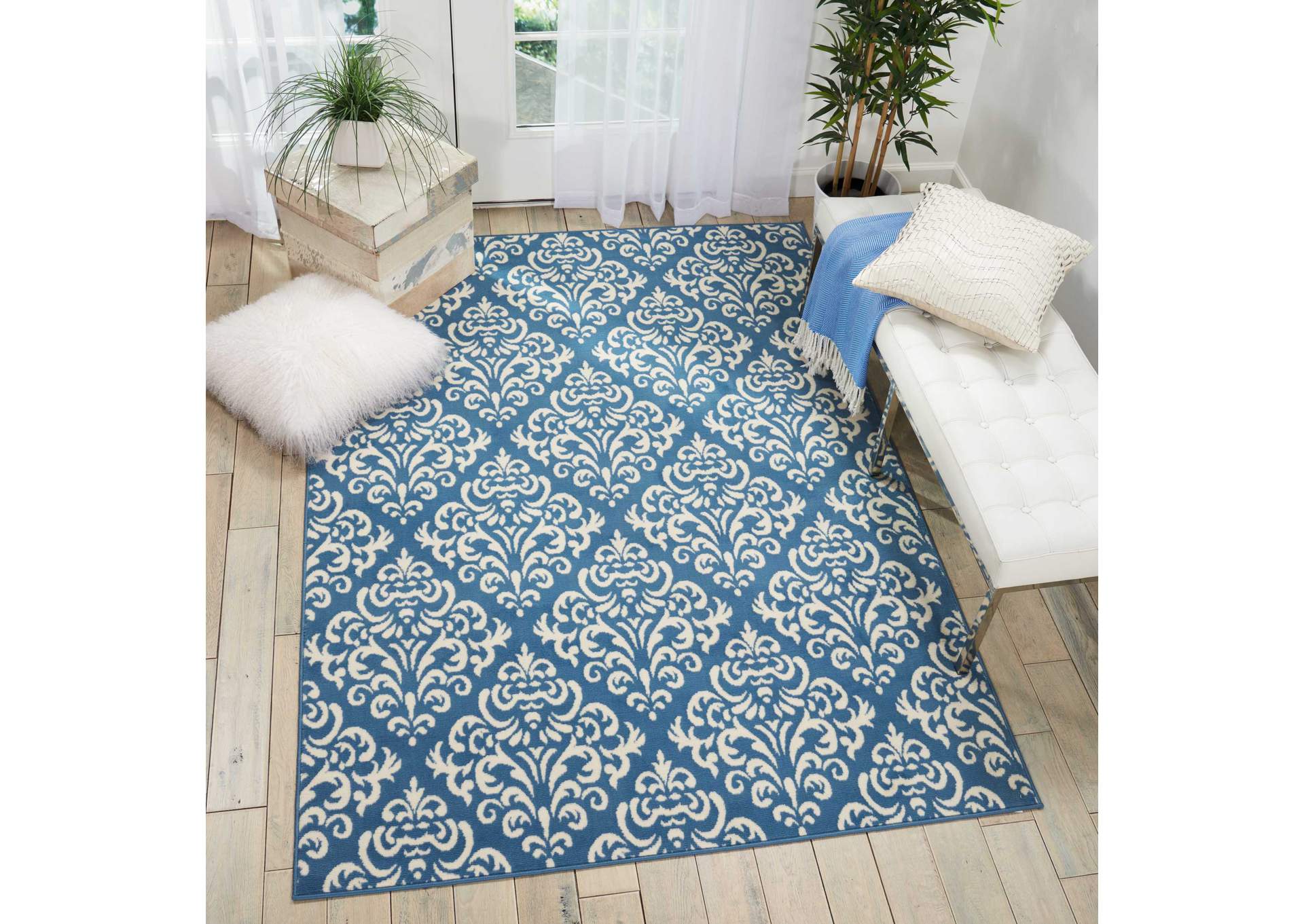 Nourison Grafix GRF06 Blue 5'x7' Area Rug,Nourison