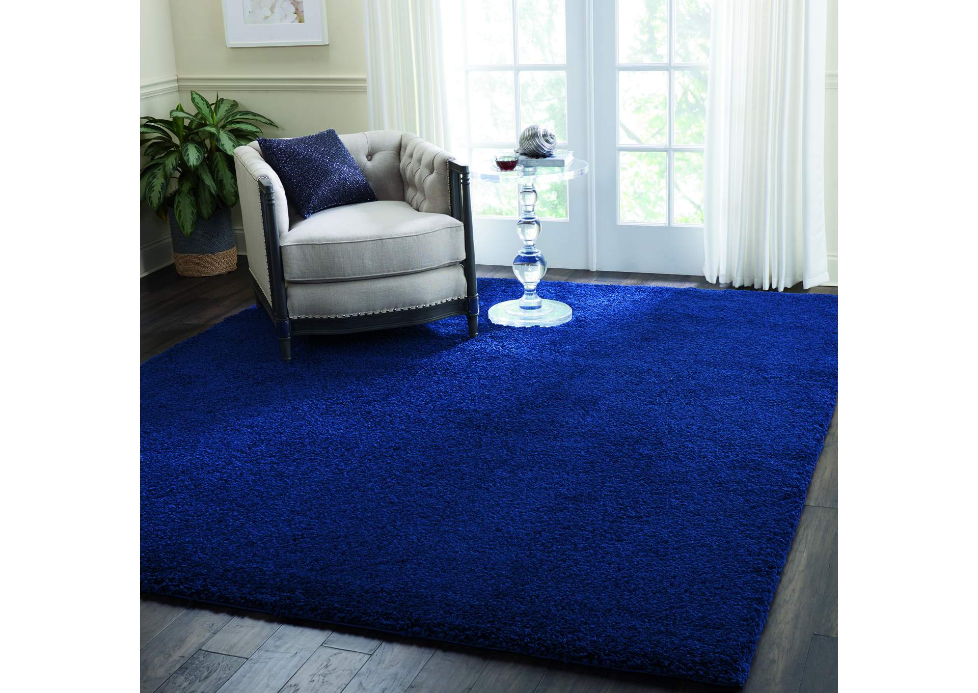 Nourison Malibu Shag MSG01 Dark Blue 8'x10' Large Rug,Nourison
