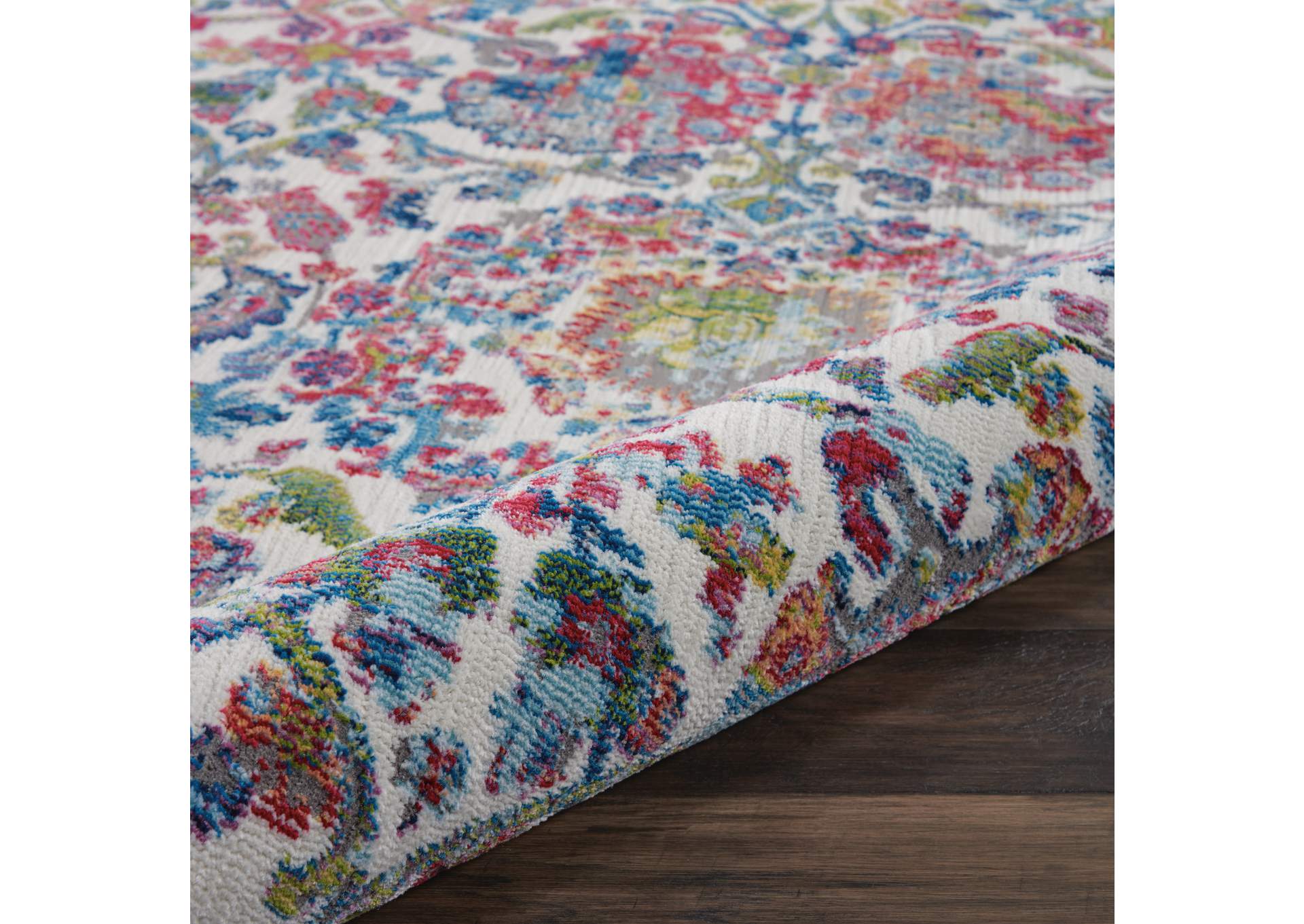 Nourison Ankara Global ANR06 Blue and Ivory 9'x12' Oversized Low-pile Rug,Nourison