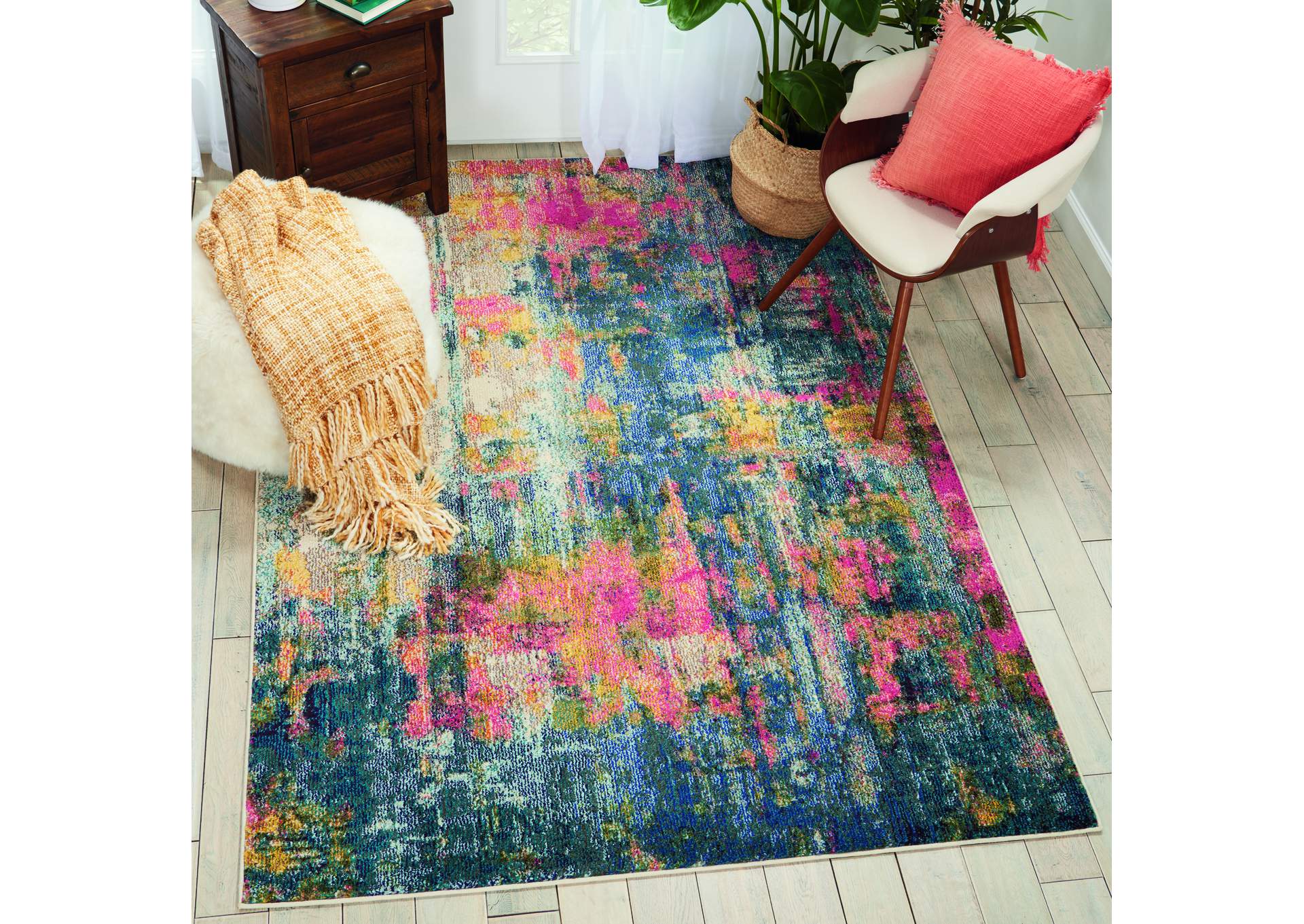 Nourison Celestial CES09 Blue Multicolor 5'x7' Colorful Area Rug,Nourison