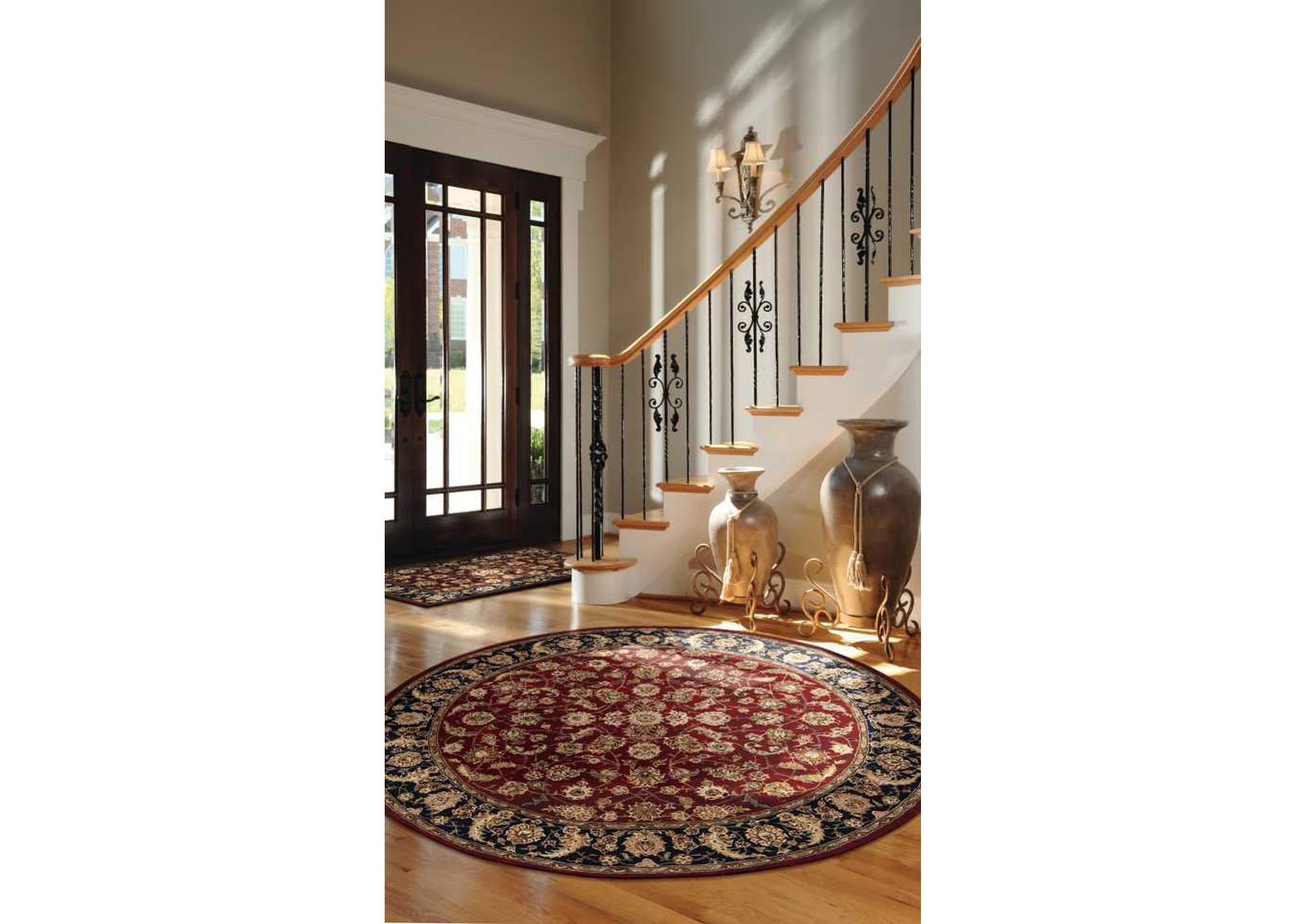 Nourison 2000 2002 Dark Red Multicolor 8' Round Area Rug,Nourison