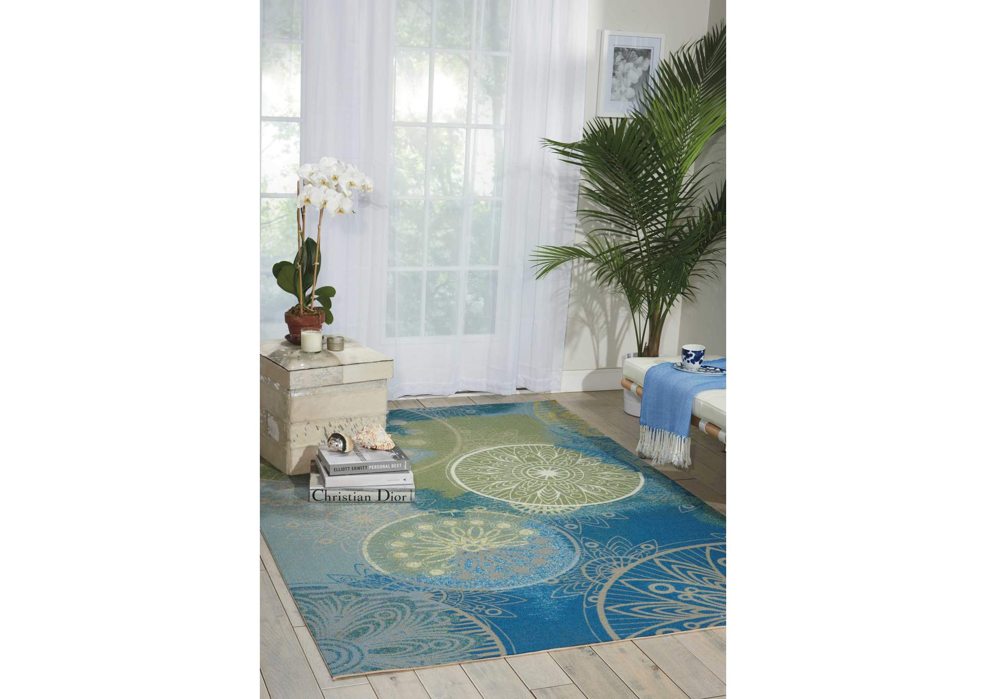 Nourison Home & Garden RS092 Blue 4'x6' Area Rug,Nourison