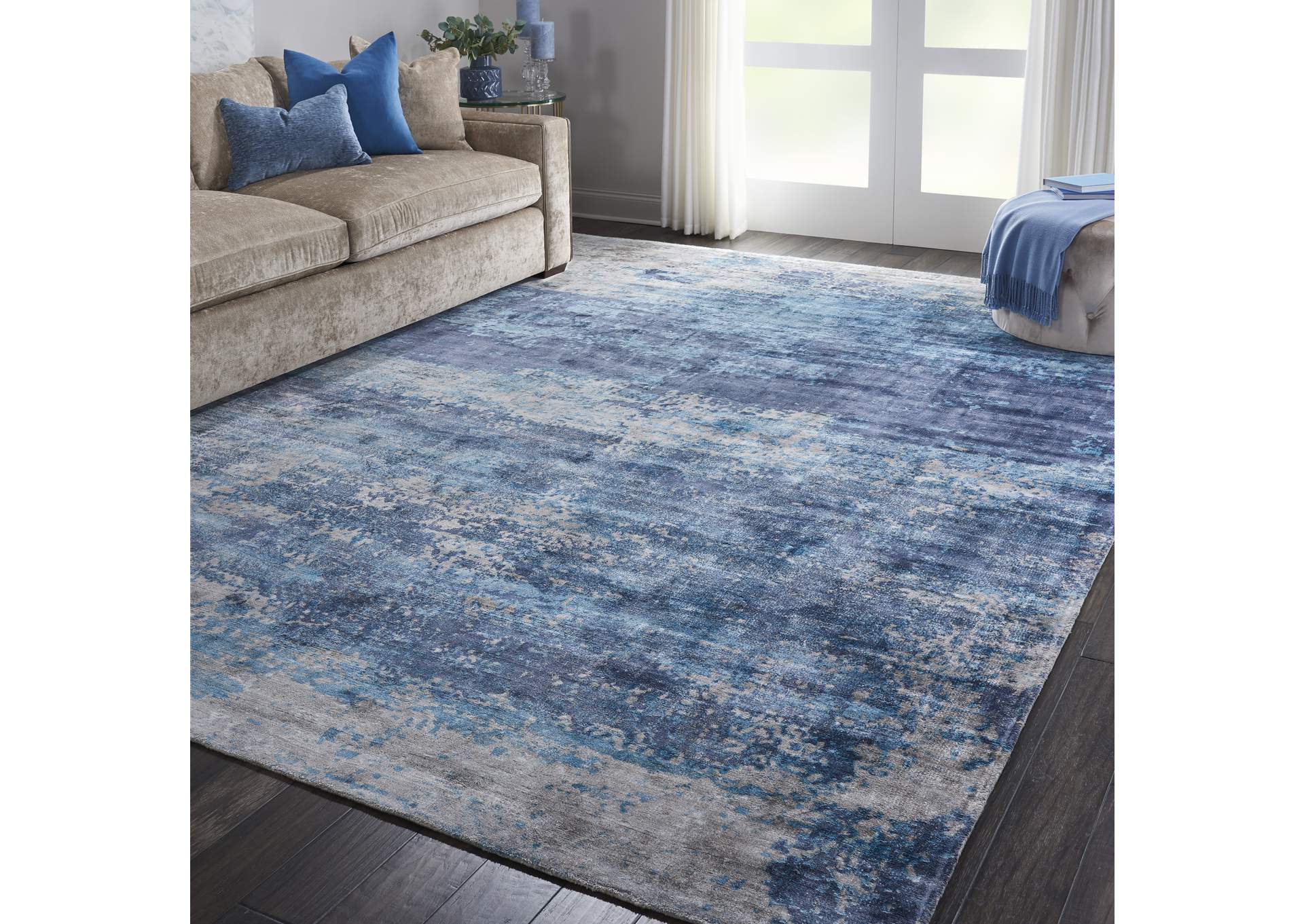 kathy ireland Home Safari Dreams KI374 Blue 9'x12' Oversized Rug,Nourison