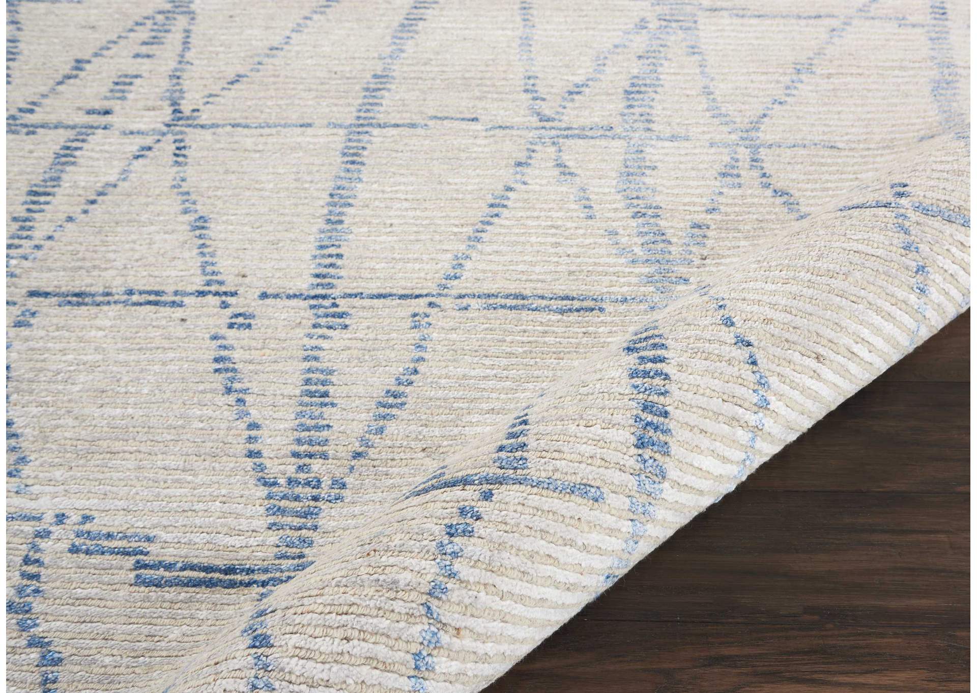 Nourison Ellora ELL02 Ivory and Blue 10'x14' Oversized Handmade Rug,Nourison