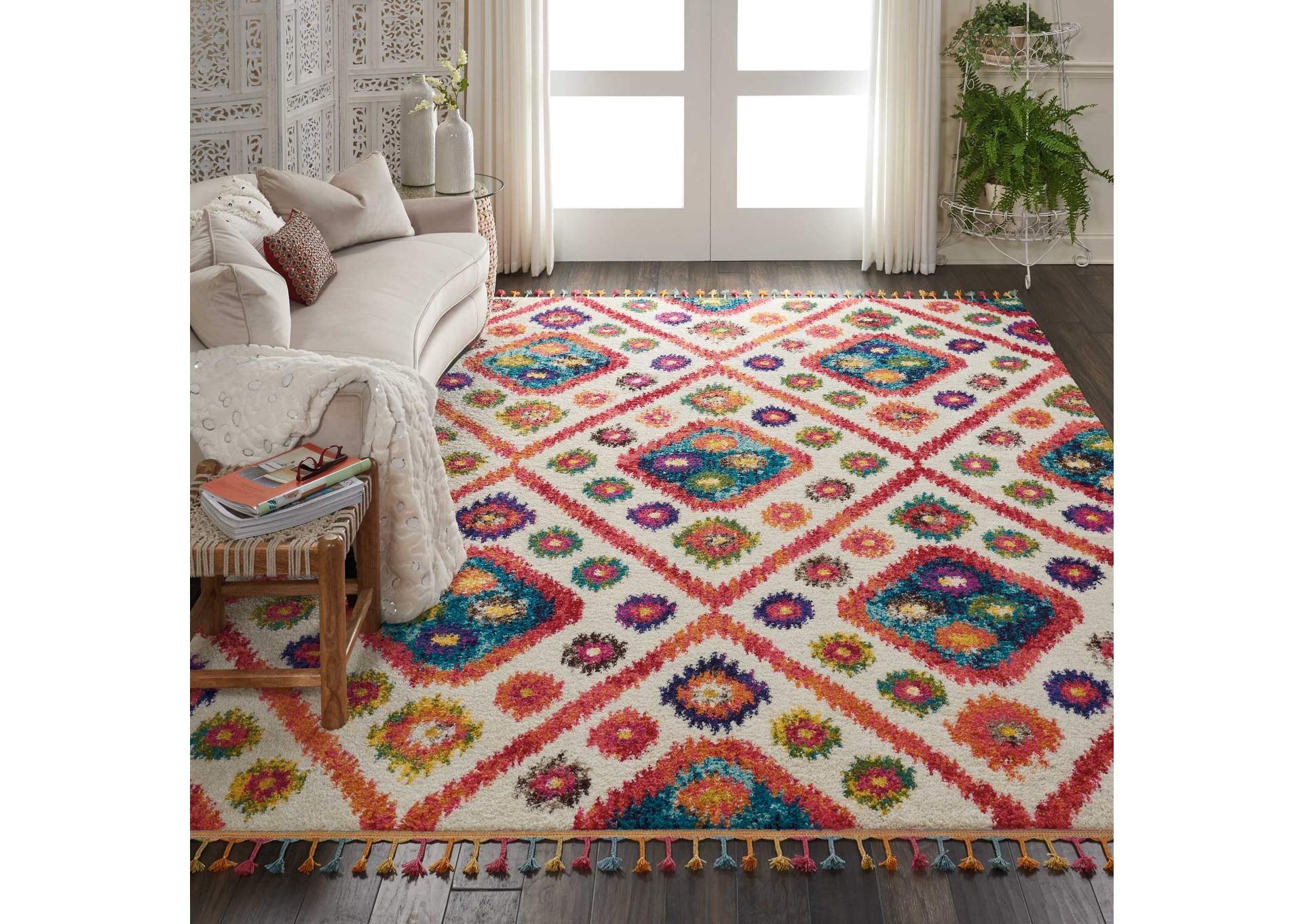 Nourison Nomad NMD03 White Multicolor 9'x12' Oversized Rug,Nourison