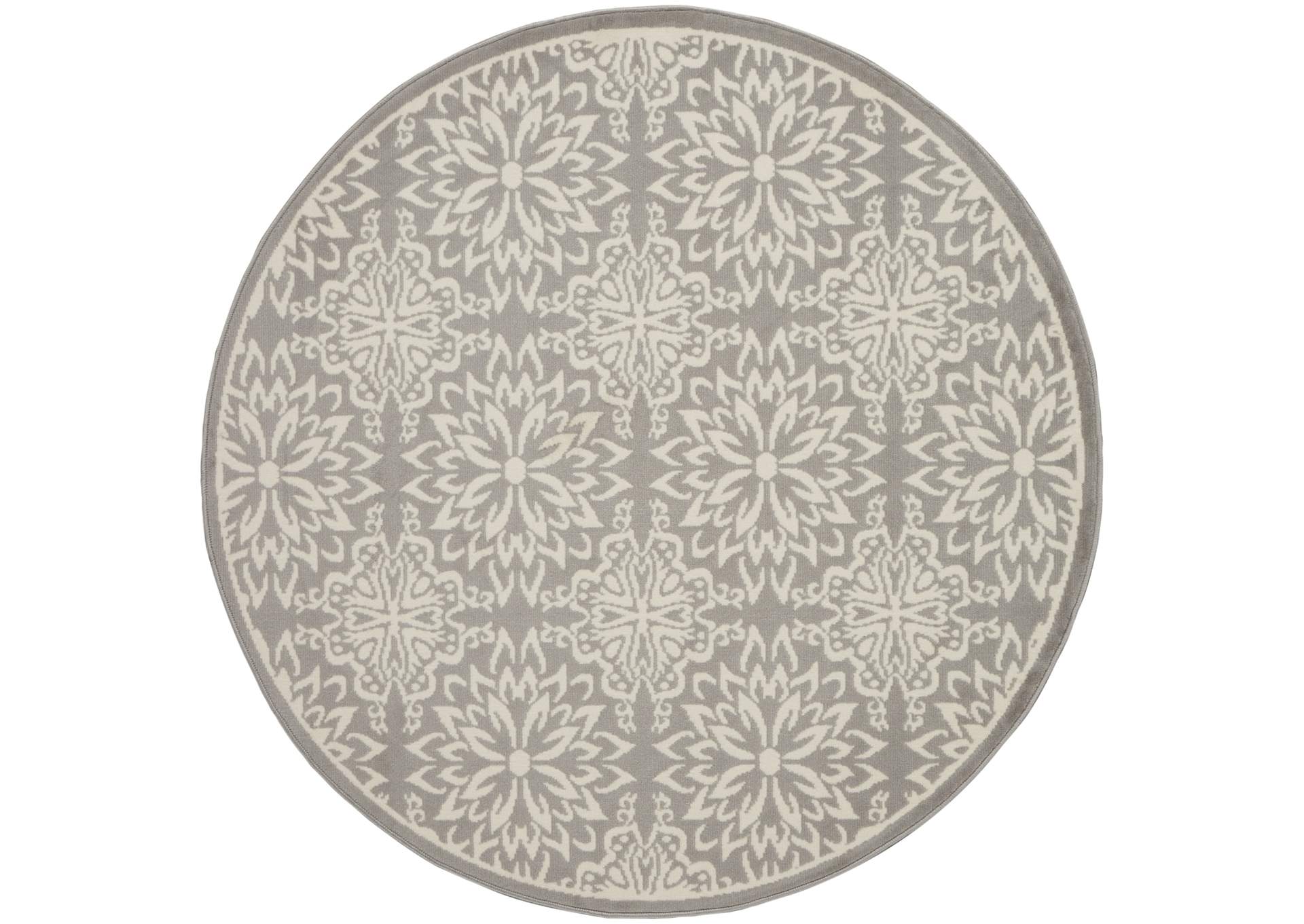 Nourison Jubilant JUB06 Grey 8' Round Floral Area Rug,Nourison