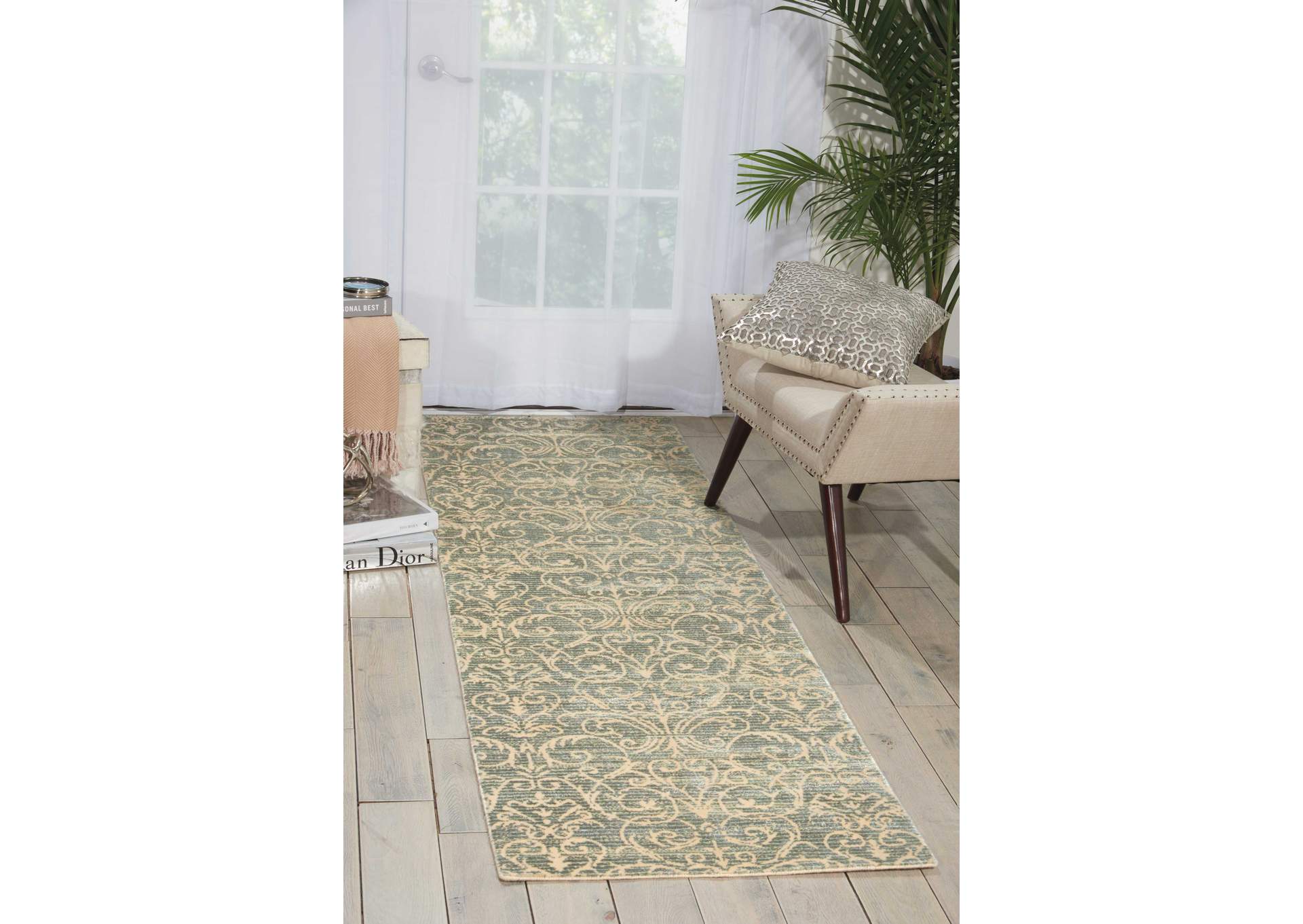 Nourison Luminance LUM05 Blue 8' Runner Hallway Rug,Nourison