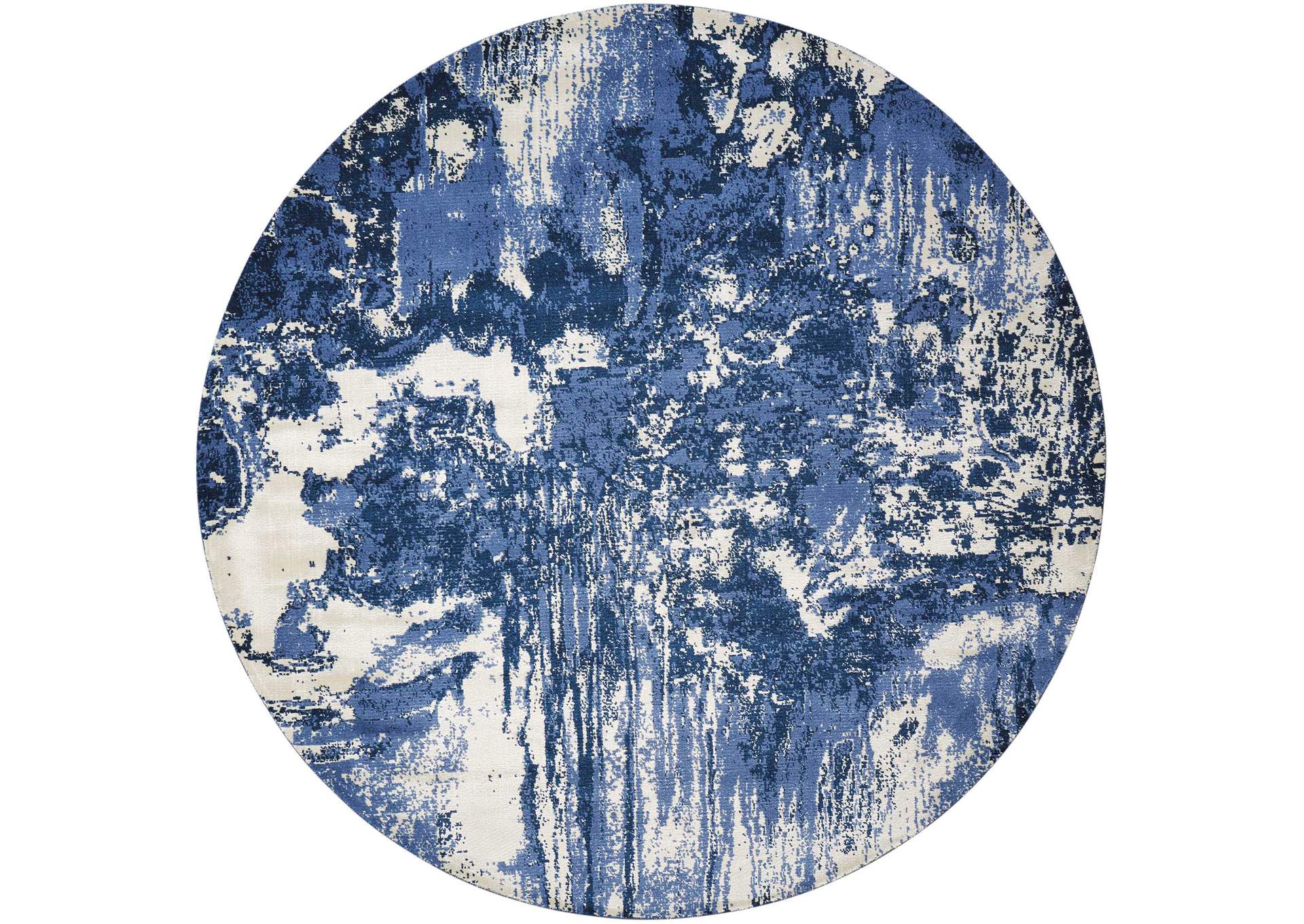 Nourison Twilight TWI24 Blue and White 8' Round Large Rug,Nourison