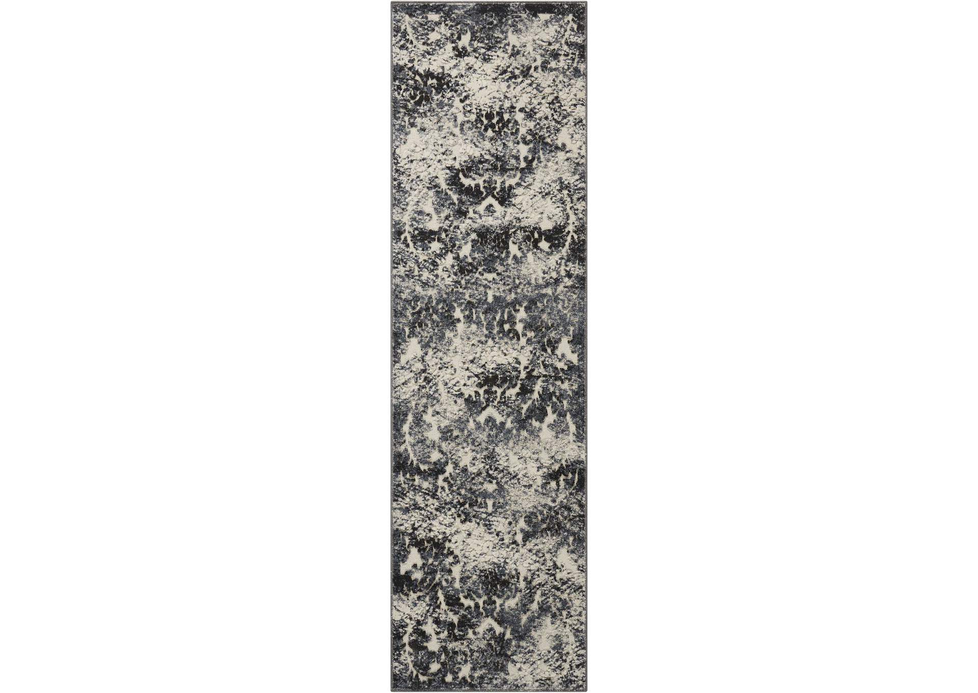 Michael Amini Gleam MA603 Grey and White 8' Runner Hallway Rug,Nourison