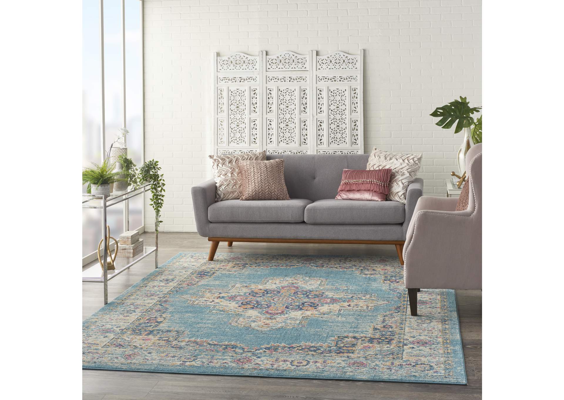 Nourison Passion 7' x 10' Ivory Light Blue Area Rug,Nourison