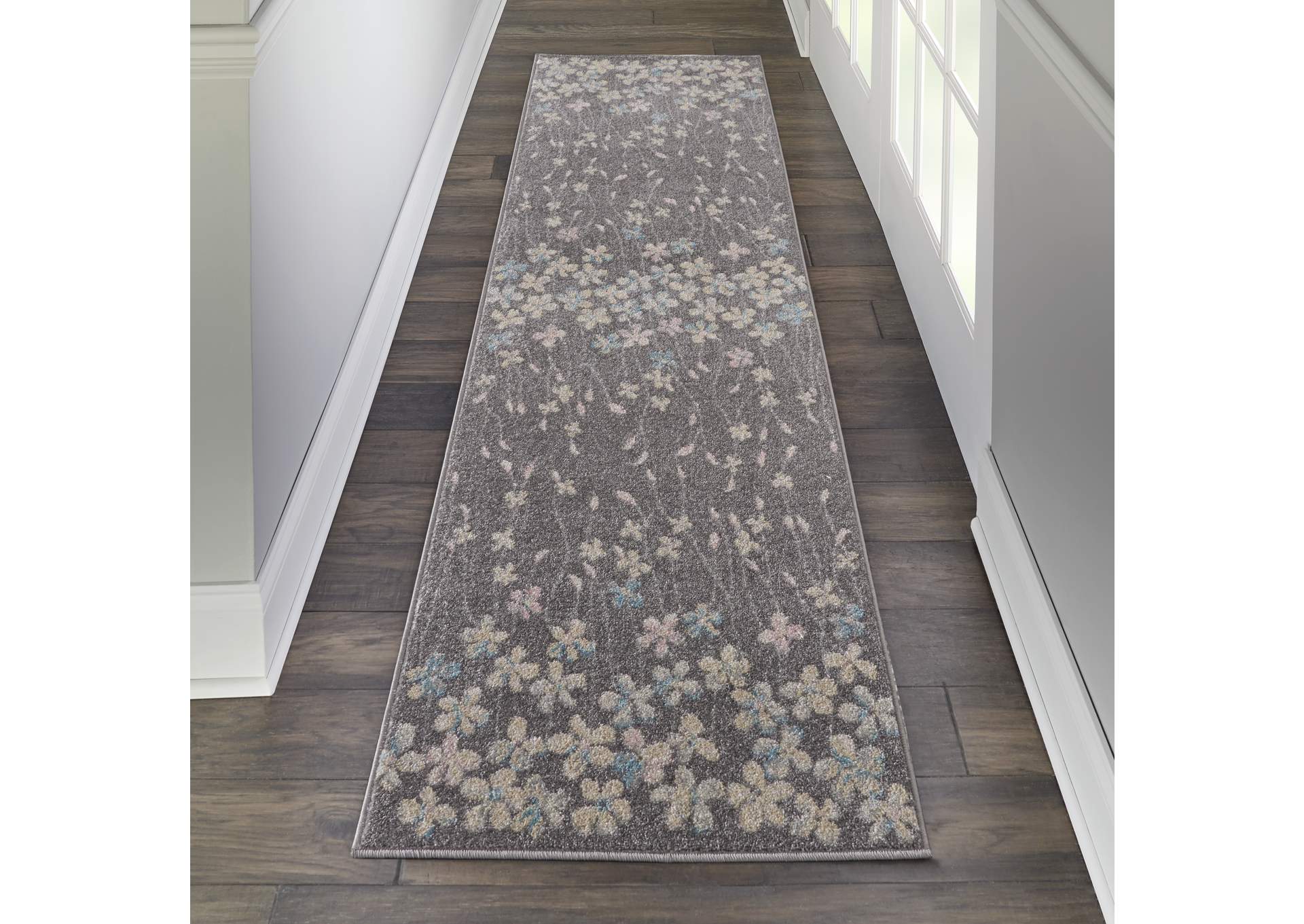 Nourison Tranquil TRA04 Grey 7' Runner Hallway Rug,Nourison