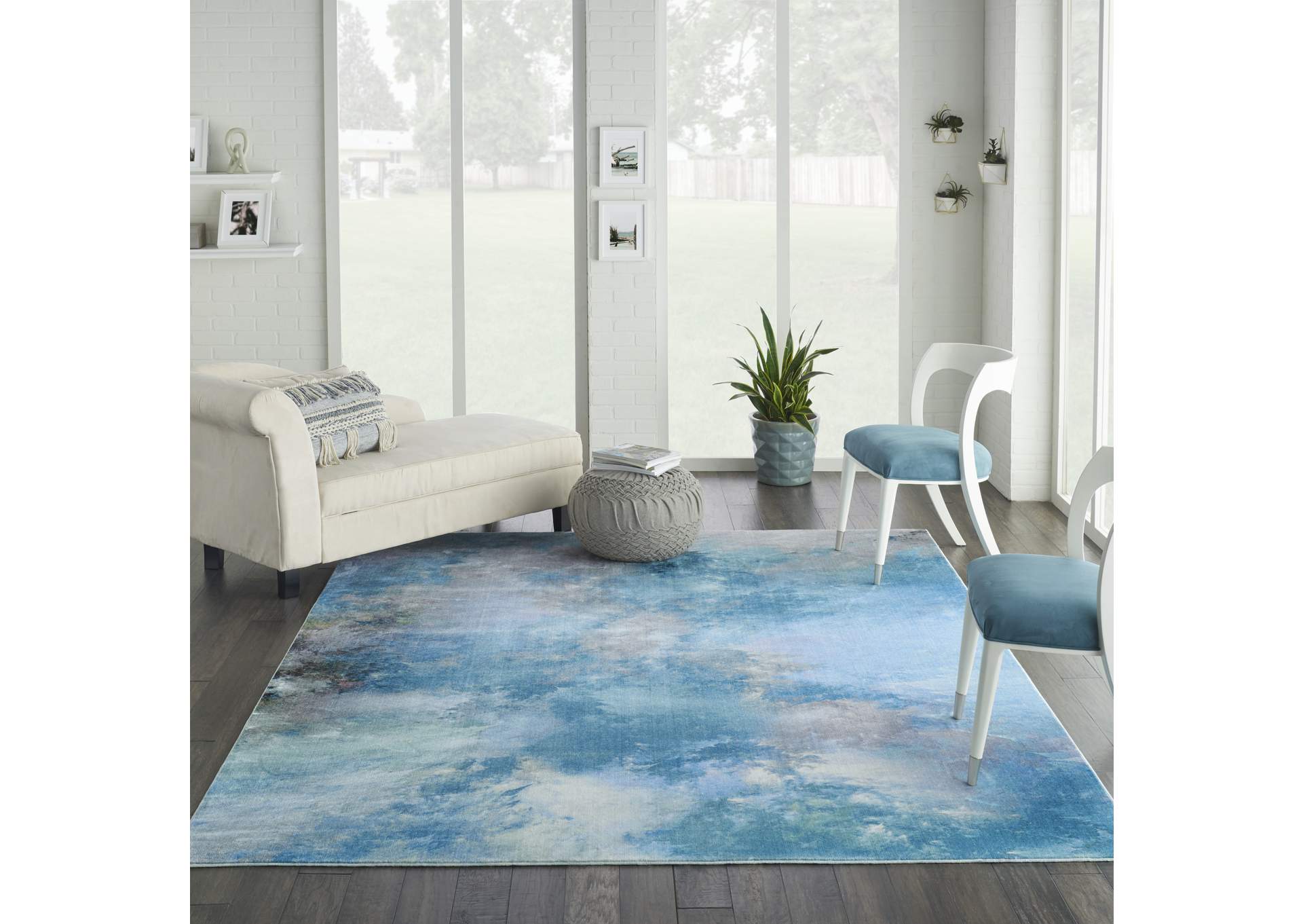 Nourison Le Reve LER02 Blue and Grey 9'x12' Oversized Nebula Rug,Nourison