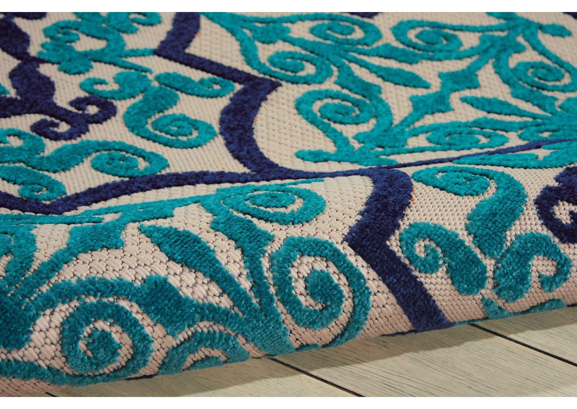 Nourison Aloha ALH14 Dark Blue and Ivory 8'x11' Oversized Indoor-outdoor Rug,Nourison