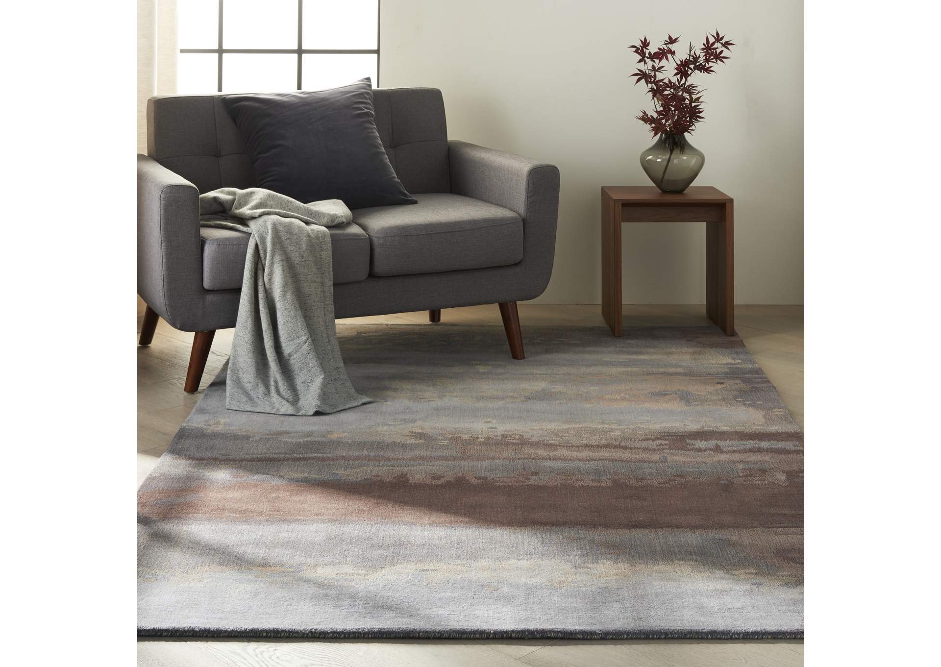 Calvin Klein Home Luster Wash SW12 Grey 4'x6' Area Rug,Nourison
