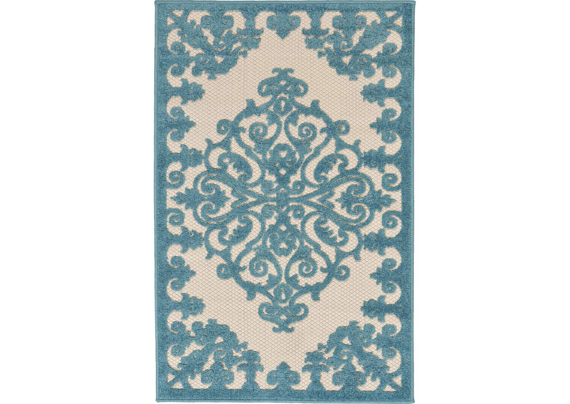 Nourison Aloha ALH12 Aqua 3'x4' Indoor-outdoor Area Rug,Nourison