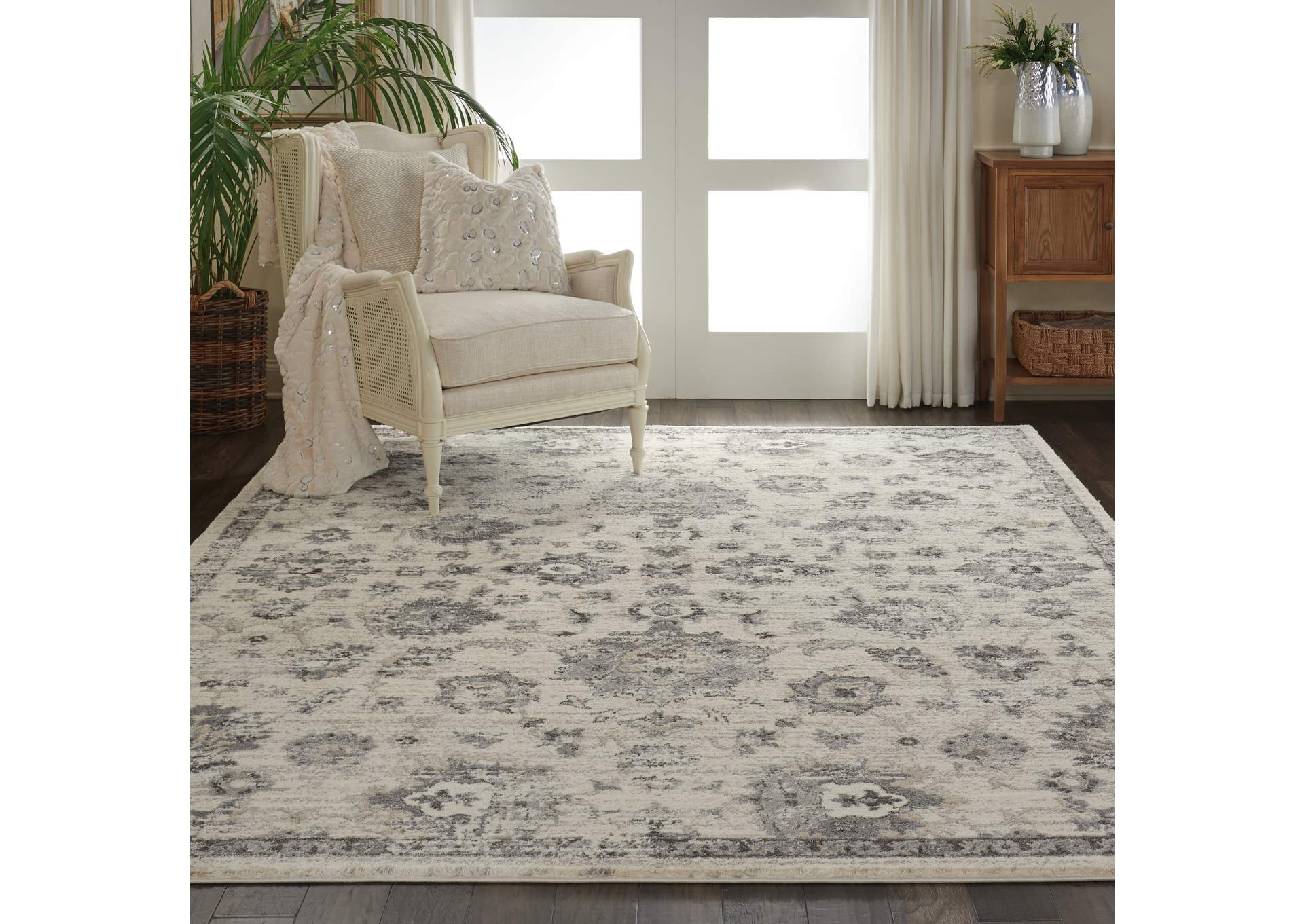 Nourison Fusion FSS15 Cream and Grey 10'x13' Oversized Plush Shag Rug,Nourison