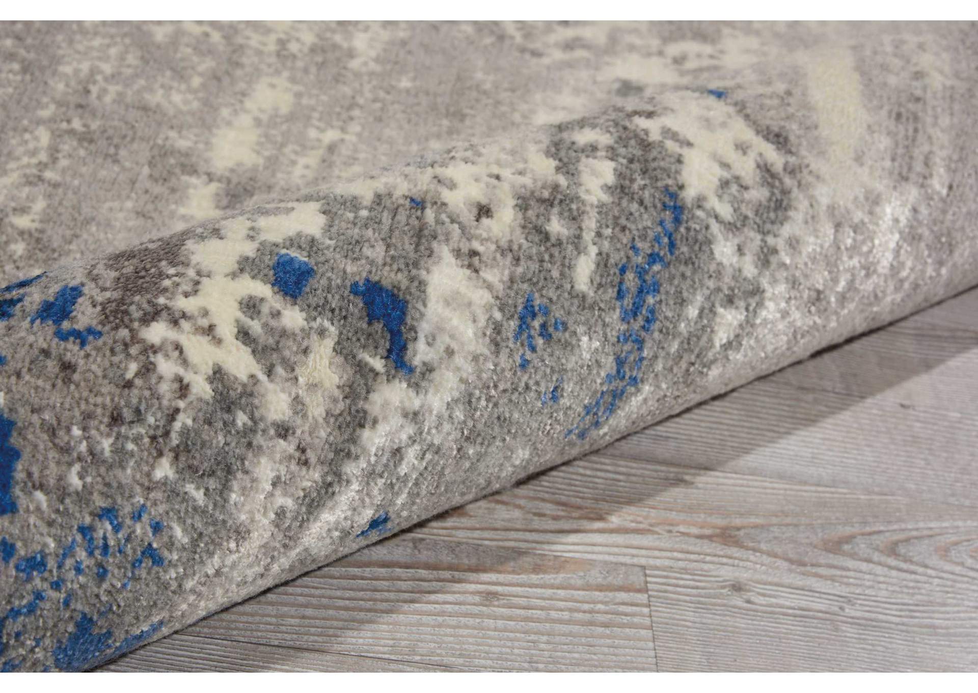 Nourison Twilight TWI22 Blue and Grey 8' Round Large Rug,Nourison