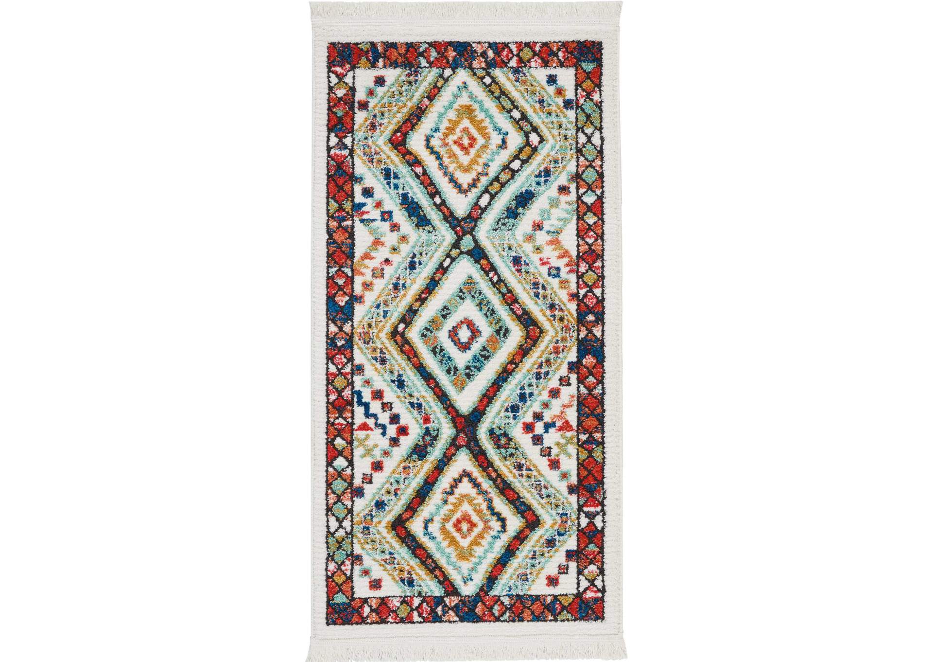 Nourison South Western 2' X 4' White Multicolor Tribal Area Rug,Nourison