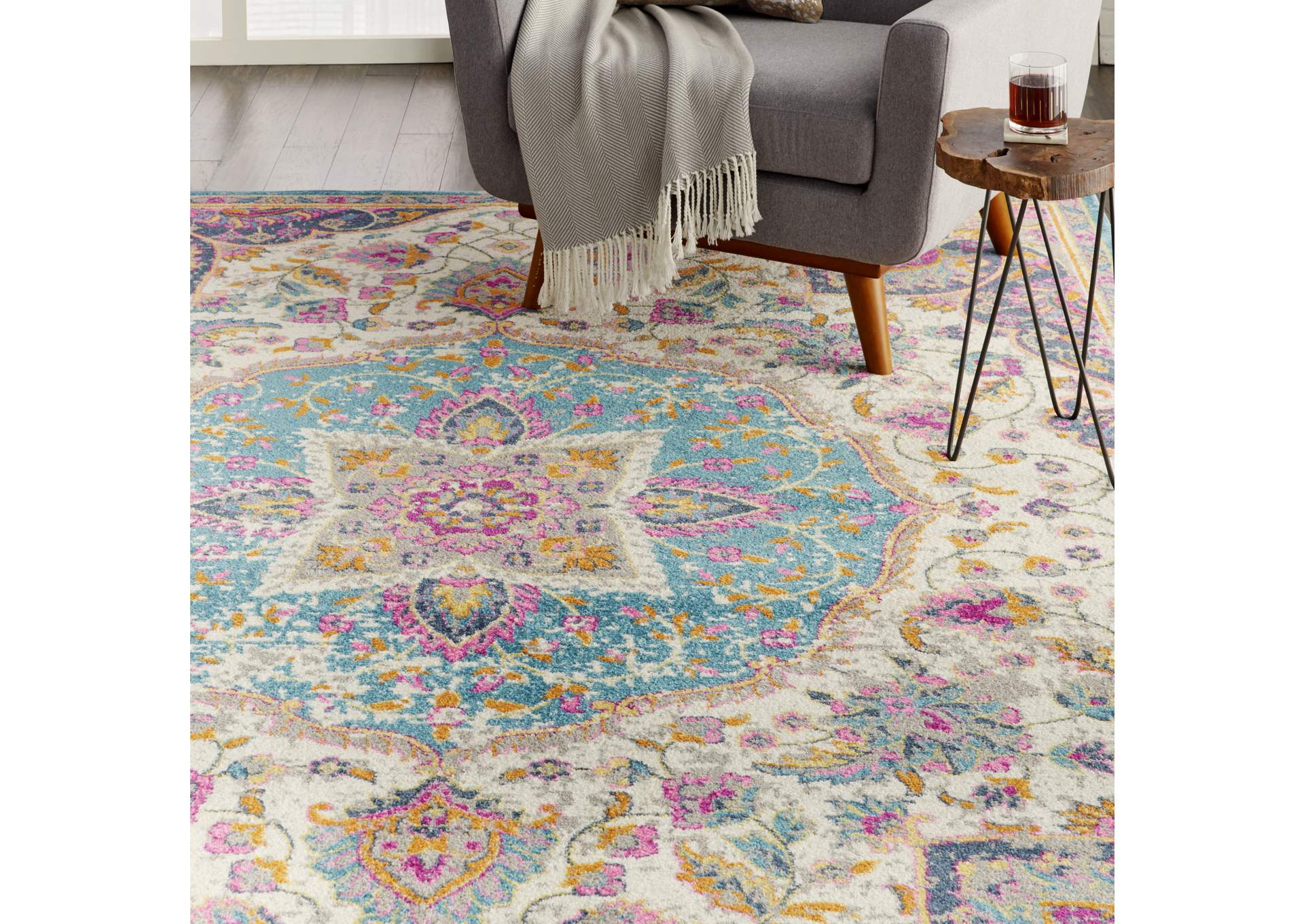 Nourison Passion Bohemian Ivory Multi Colored Area Rug,Nourison