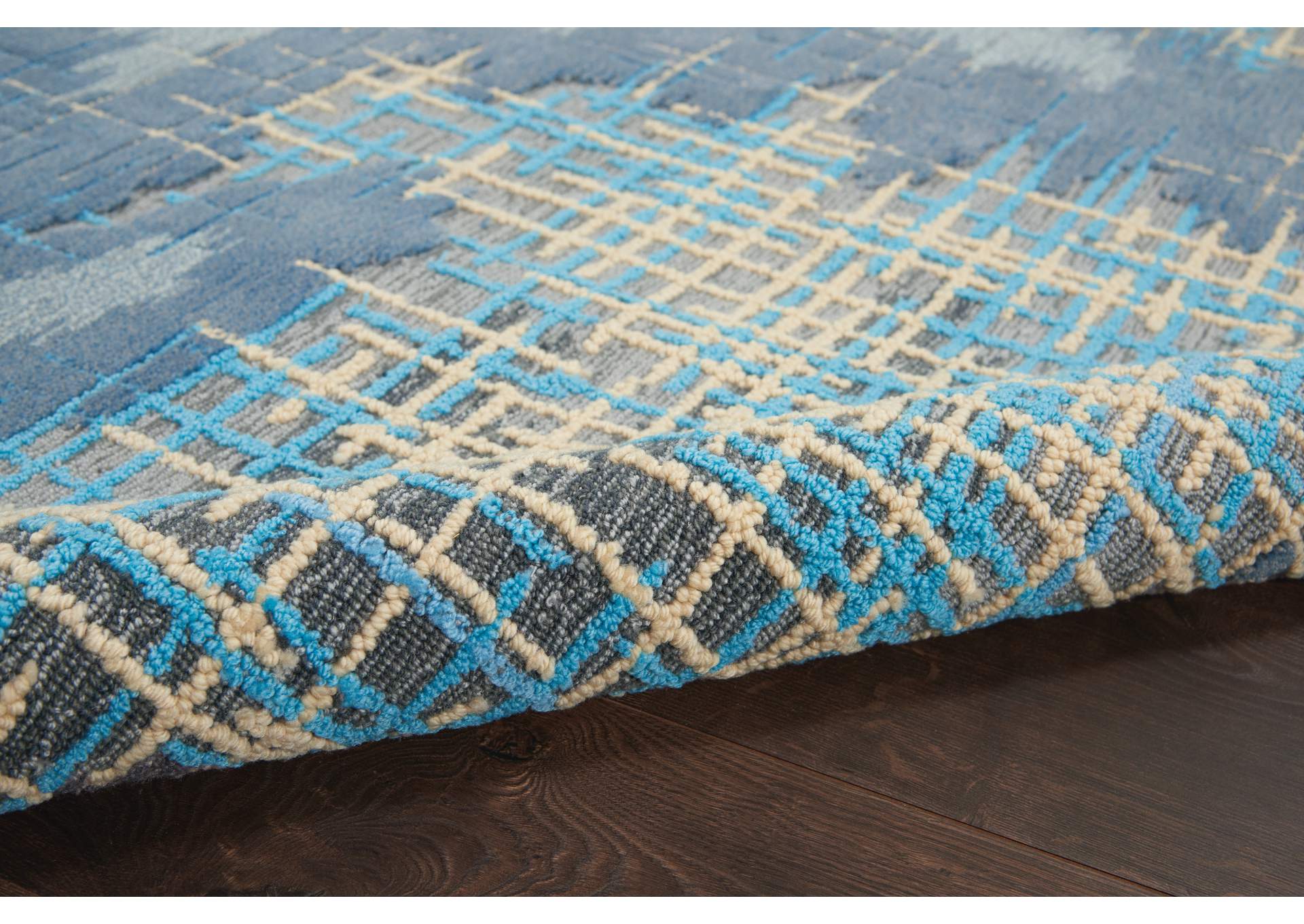 Nourison Symmetry SMM08 Slate Blue and Grey 5'x8' Area Rug,Nourison