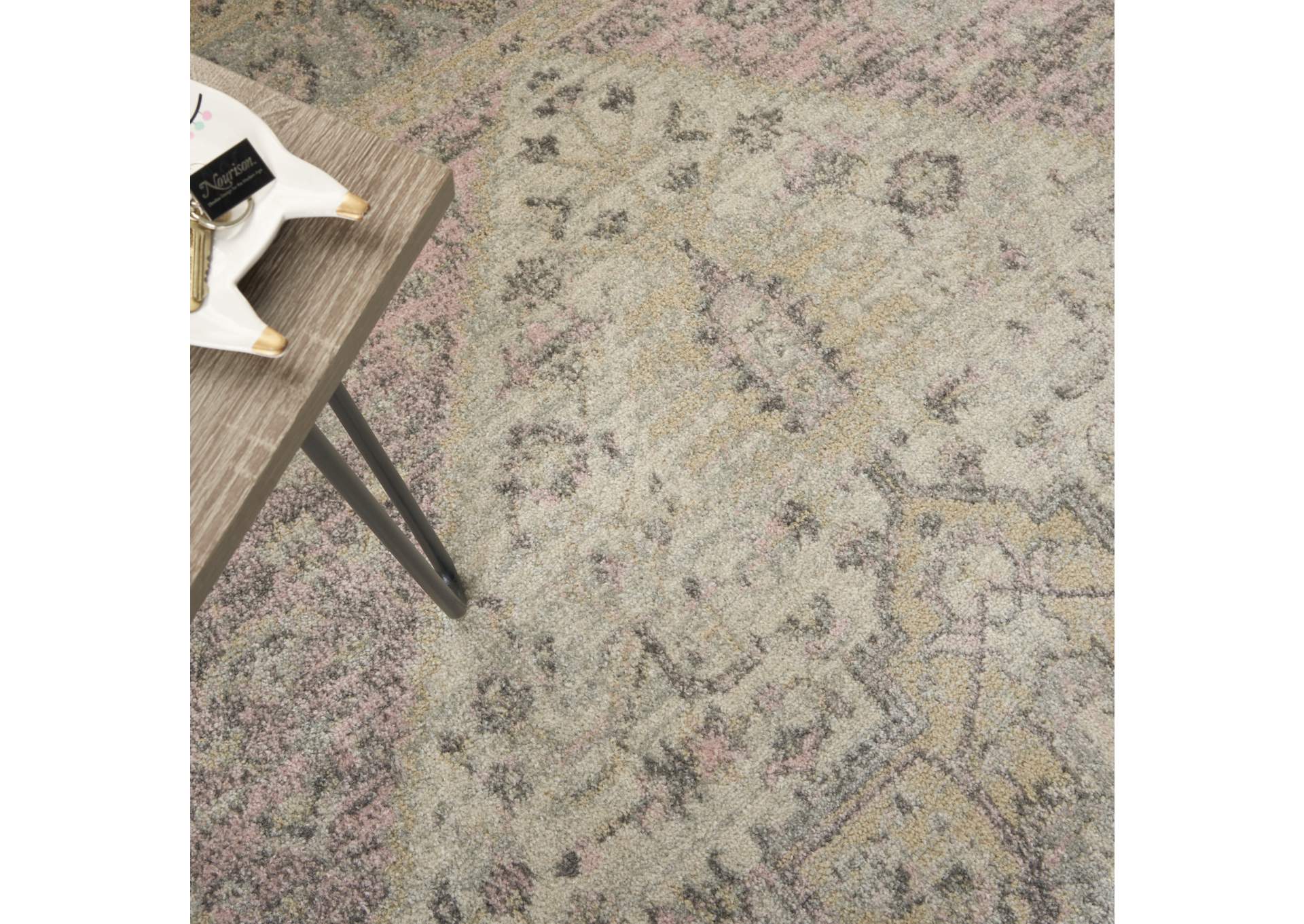 Nourison Tranquil TRA06 Pink and Beige 5'x7' Kashan Area Rug,Nourison