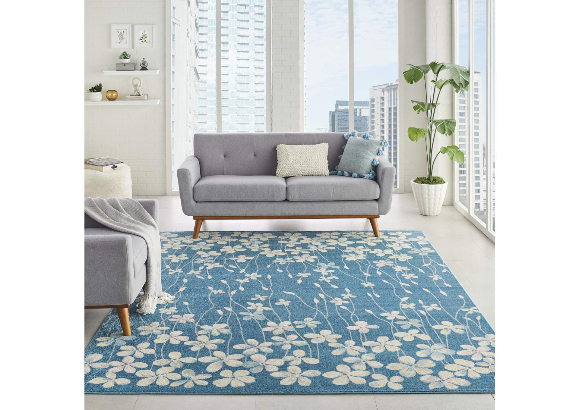 Nourison Tranquil TRA04 Turquoise Blue 9'x12' Oversized Rug,Nourison