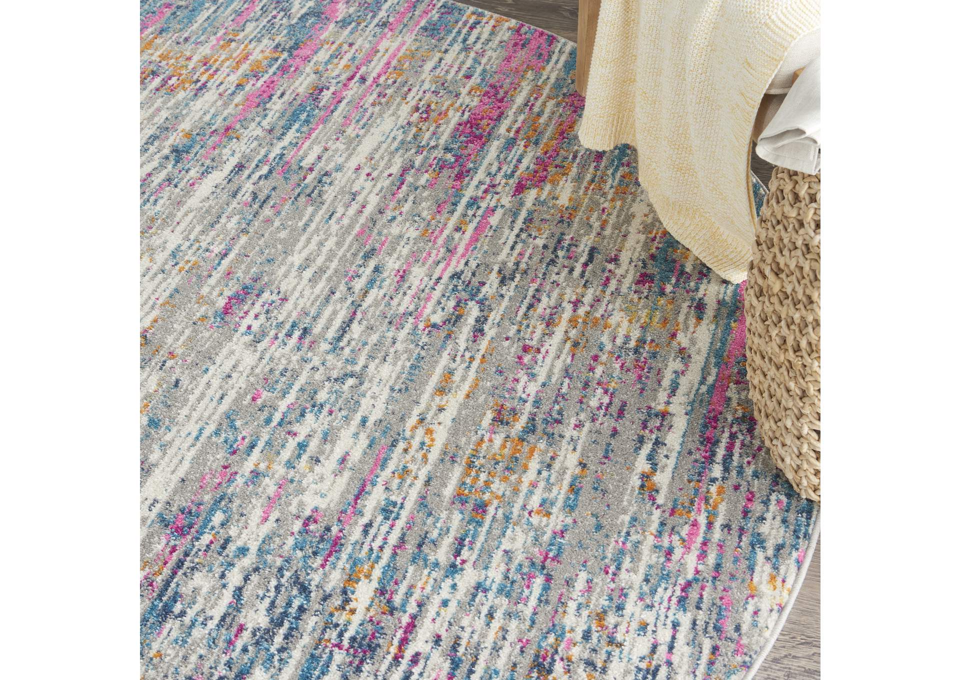 Nourison Passion 8' Round Ivory Multicolor Area Rug,Nourison