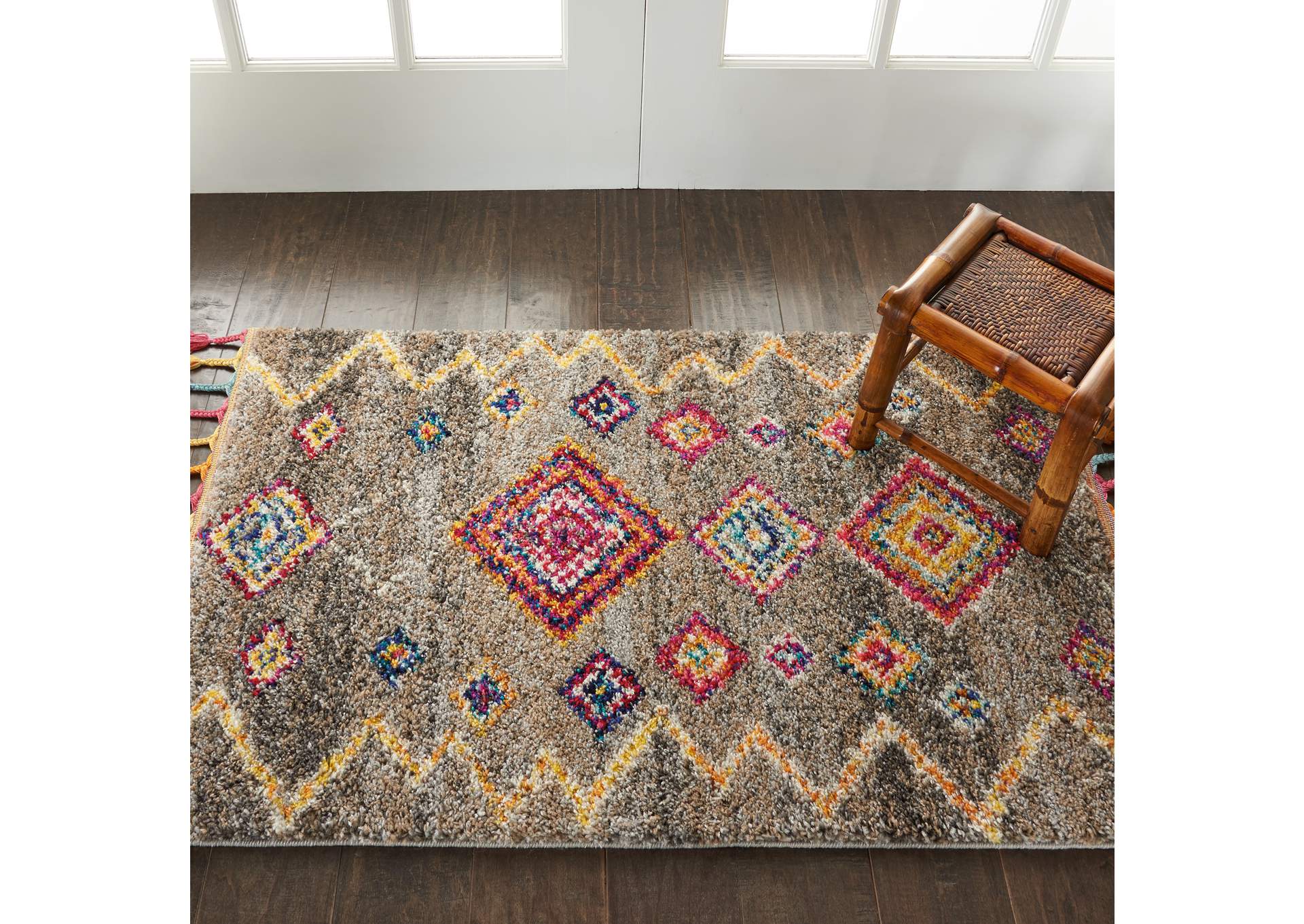 Nourison Nomad 2' X 4' Grey Multicolor Scandinavian Area Rug,Nourison