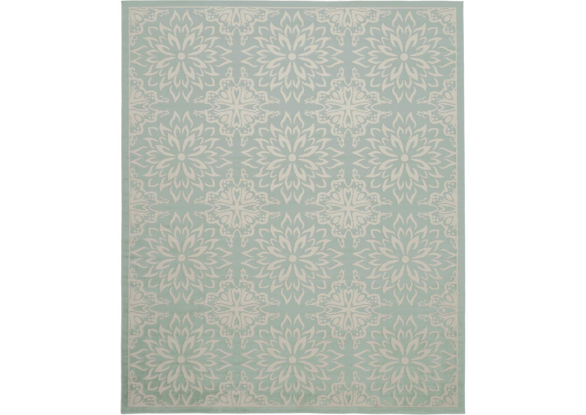 Nourison Jubilant JUB06 Aqua 8'x10' Large Low-pile Rug,Nourison