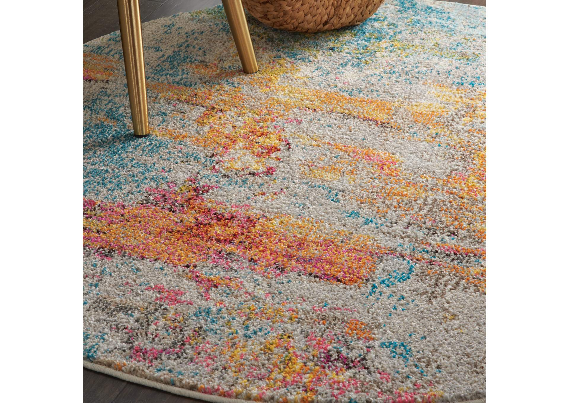 Nourison Celestial CES02 Multicolor 5' Round Abstract Area Rug,Nourison