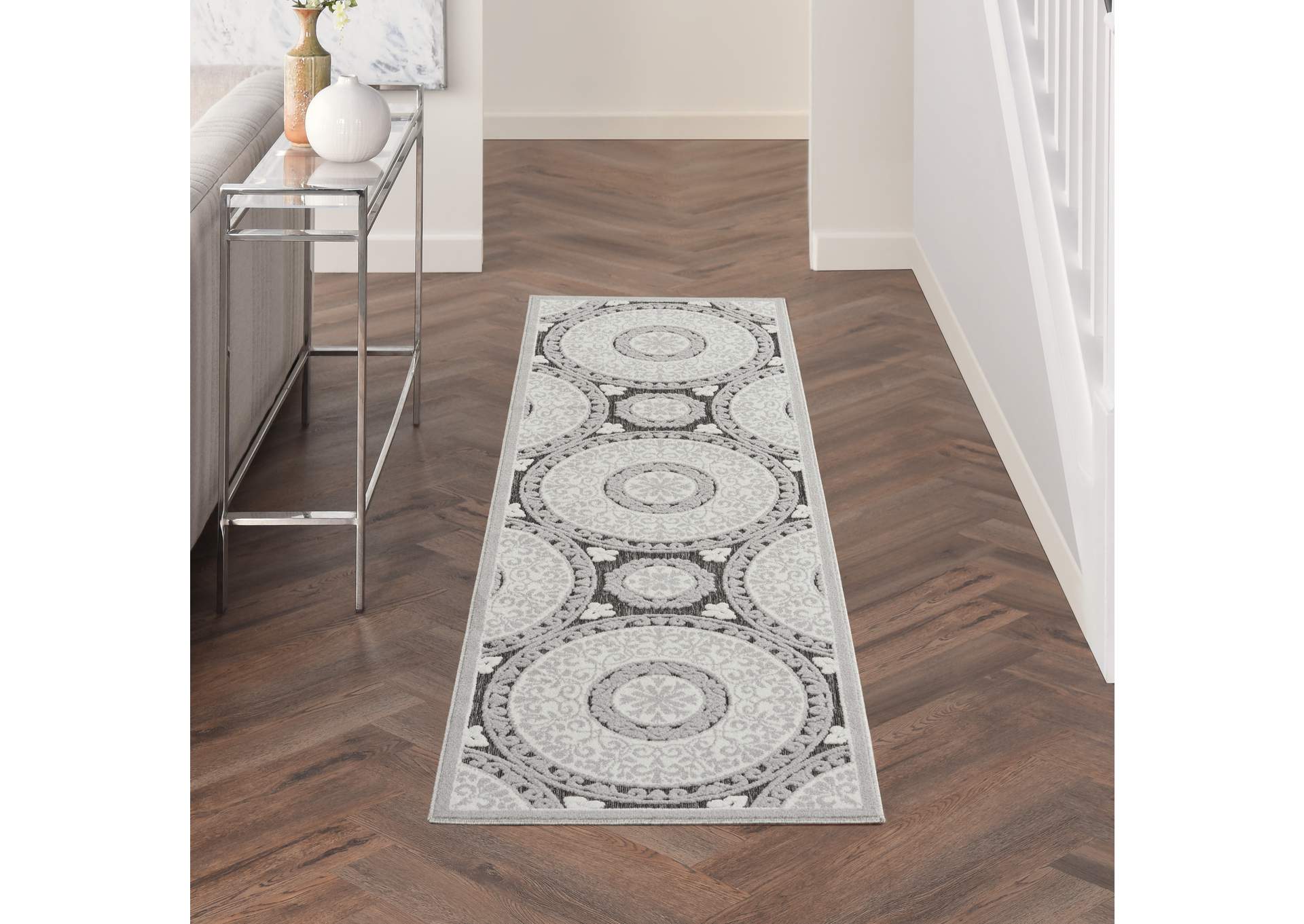 Nourison Key Largo 8' Runner Grey Area Rug,Nourison