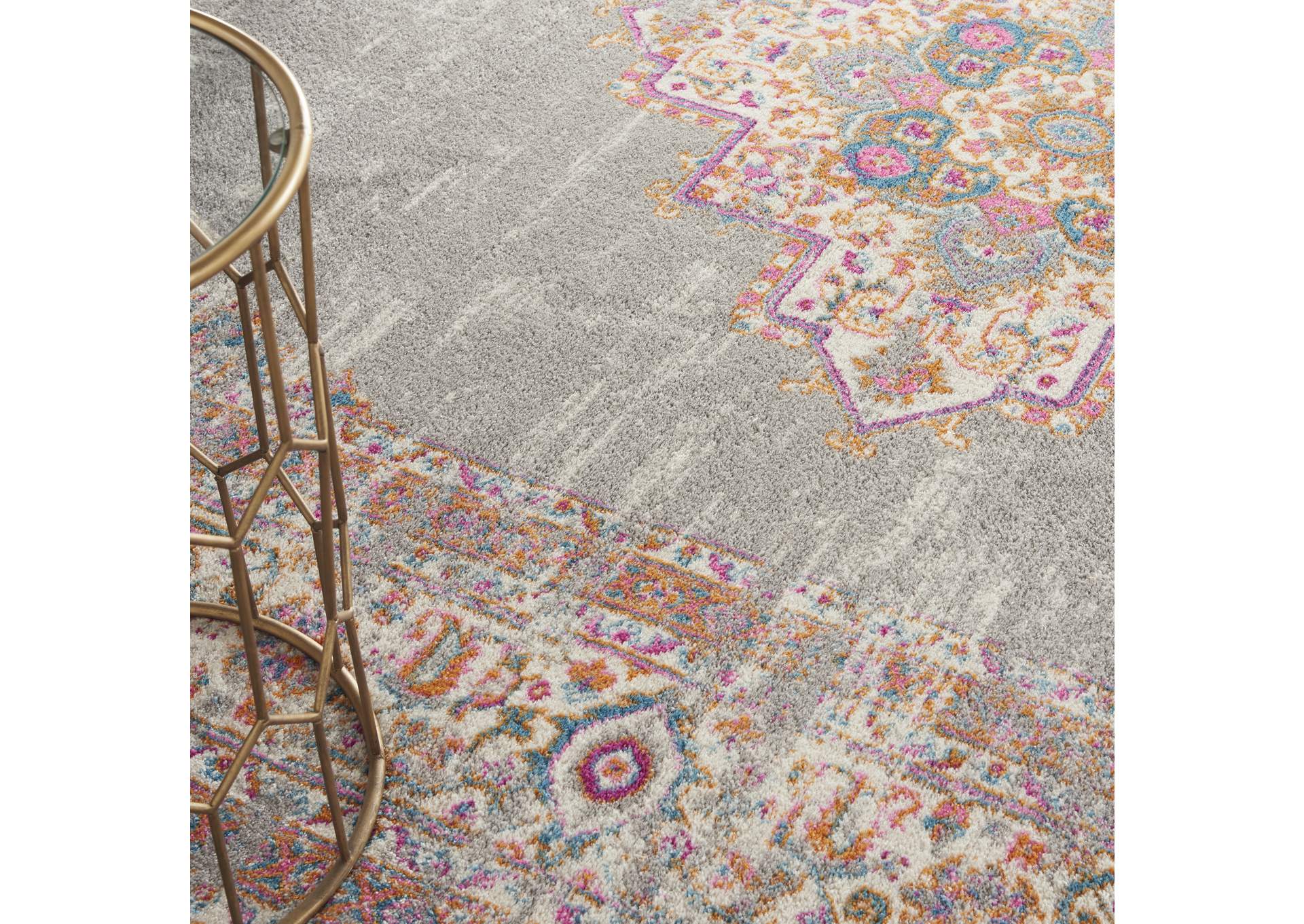 Nourison Passion PSN03 Grey 6' Runner Hallway Rug,Nourison